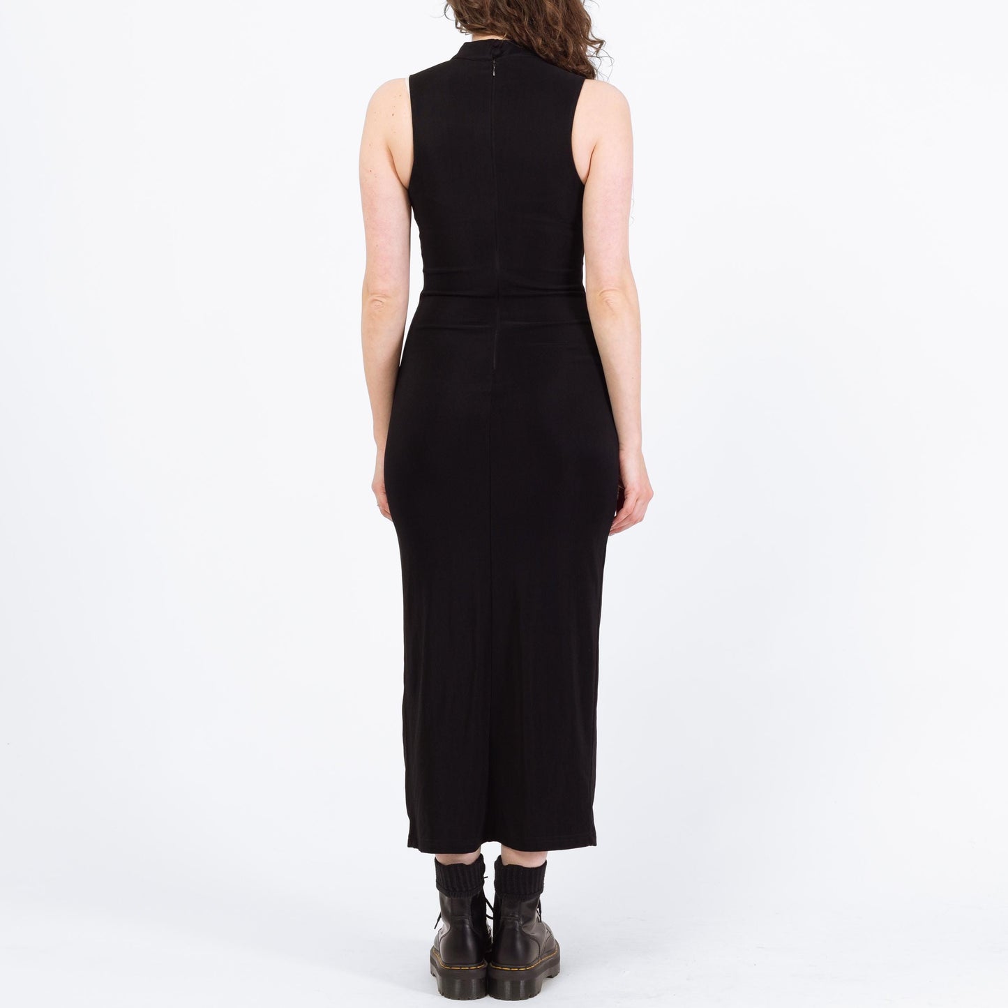 Vintage 90s Punk Black Safety Pin Maxi Dress - Small | Liz Hurley Red Carpet Versace Inspired Gown