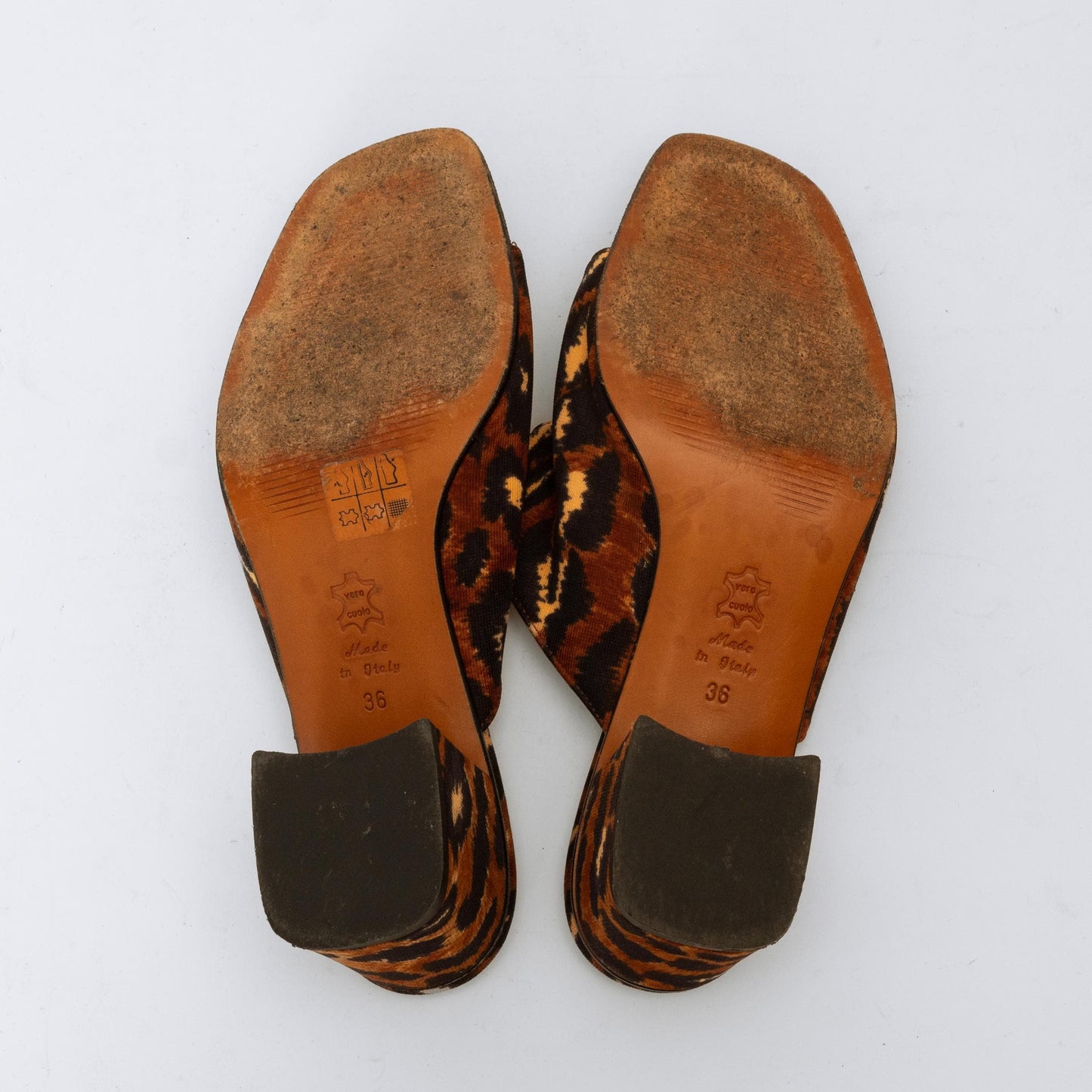 Dolce & Gabbana Animal Print Block Heel Sandals - Size 36 | Designer Vintage Slip On Heeled Mules