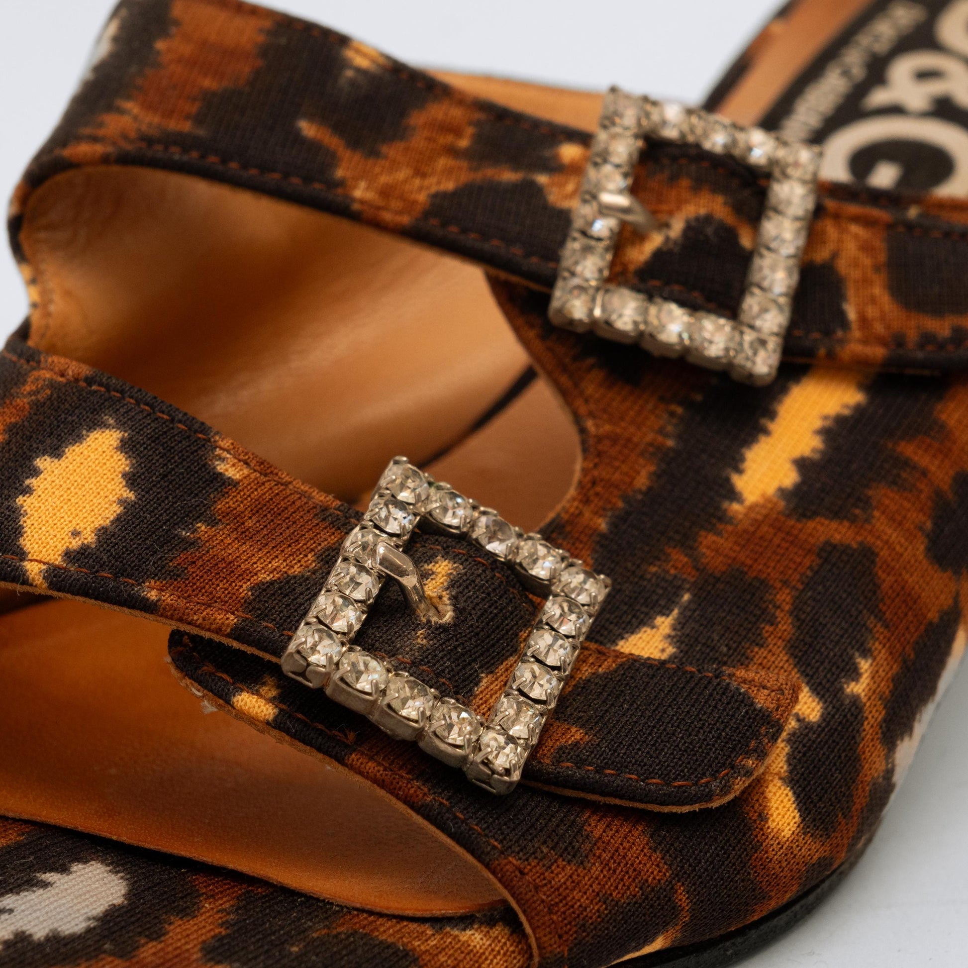Dolce & Gabbana Animal Print Block Heel Sandals - Size 36 | Designer Vintage Slip On Heeled Mules