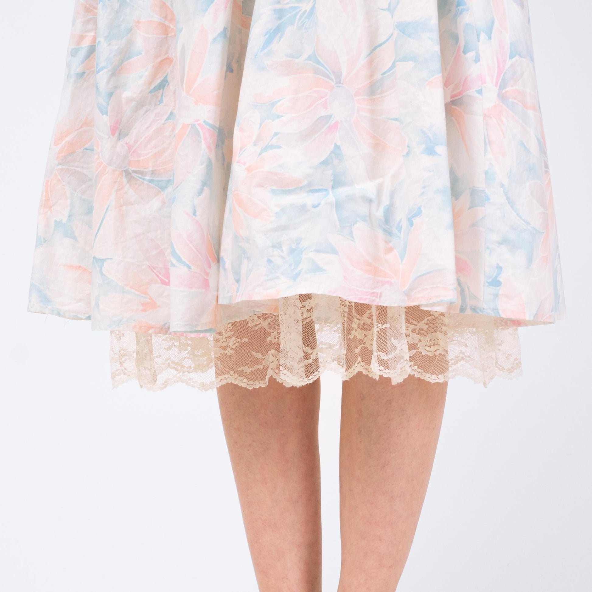 Vintage 80s Pastel Floral Strapless Fit & Flare Dress - Medium | Retro Midi Garden Party Dress
