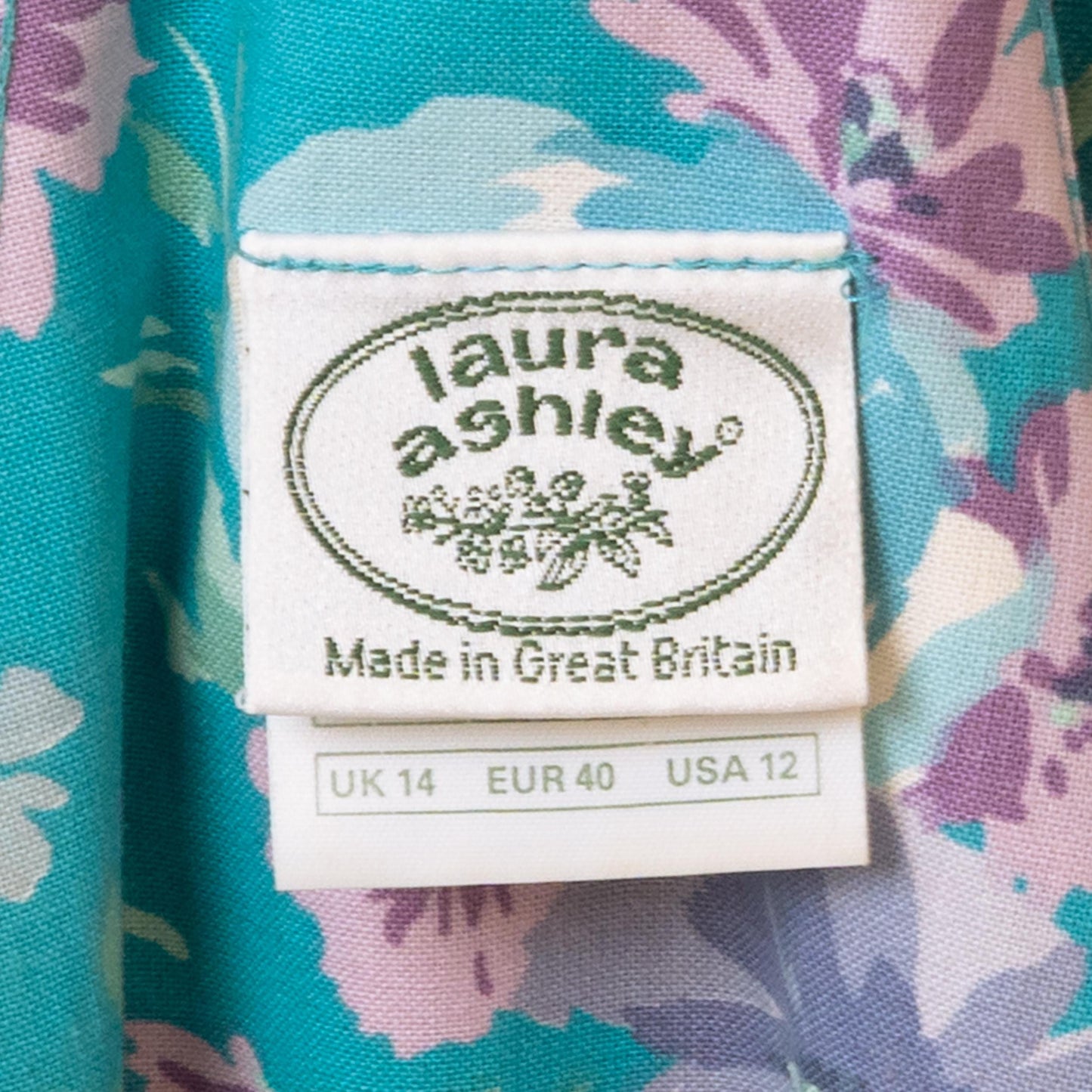 Vintage 80s Laura Ashley Turquoise Floral Puff Sleeve Sundress - Medium | Low Back Retro Basque Waist Midi Dress