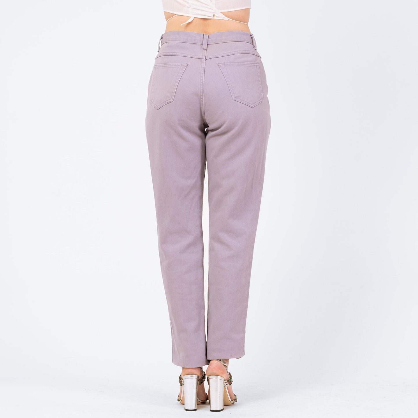 Vintage 90s Lilac Purple High Waisted Jeans - Medium Tall, 29" Waist | Pastel Denim Slim Straight Leg Mom Jeans