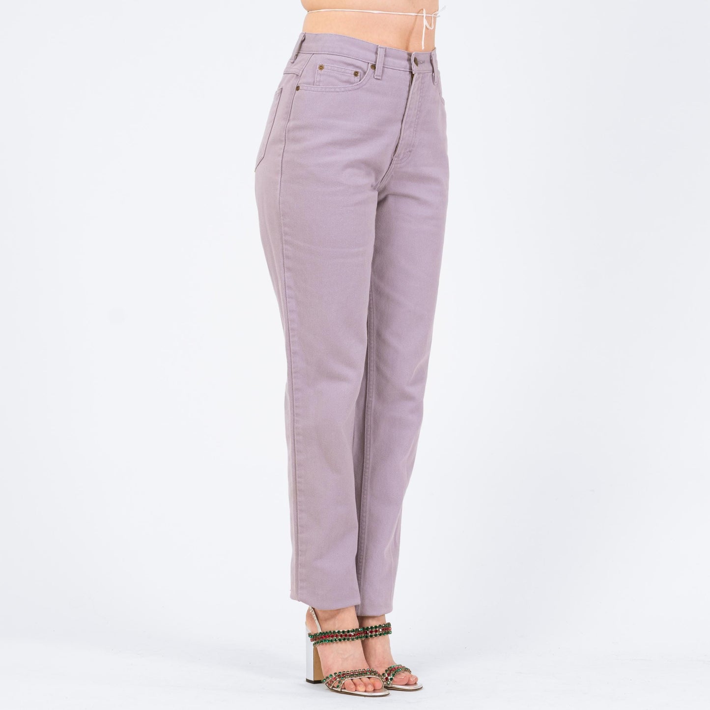 Vintage 90s Lilac Purple High Waisted Jeans - Medium Tall, 29" Waist | Pastel Denim Slim Straight Leg Mom Jeans