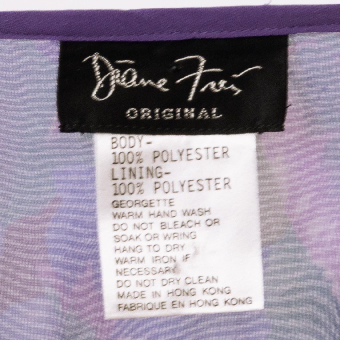 Vintage 80s Diane Freis Purple Floral Beaded Dress - Large | Georgette Crepe Long Sleeve Designer Maxi Dress