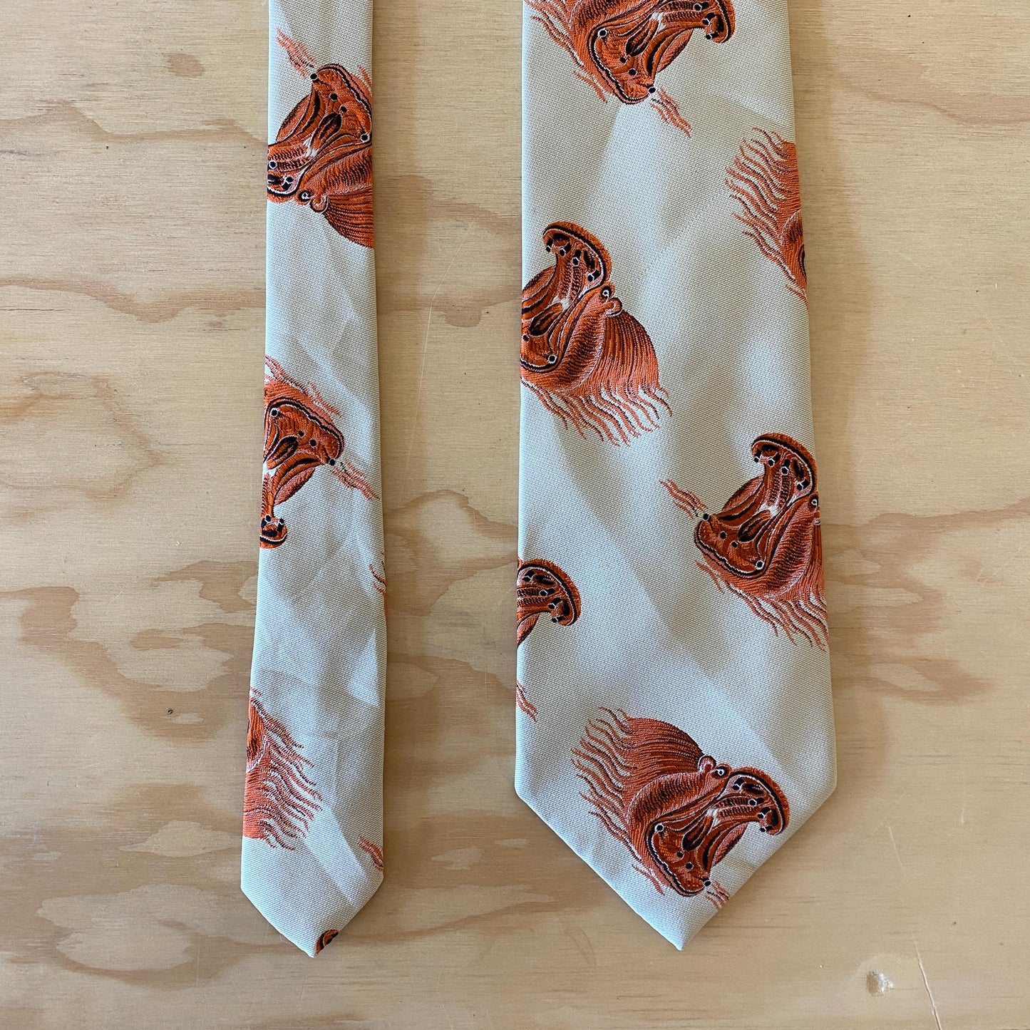 Vintage 70s Gino Pompeii Hippo Novelty Necktie