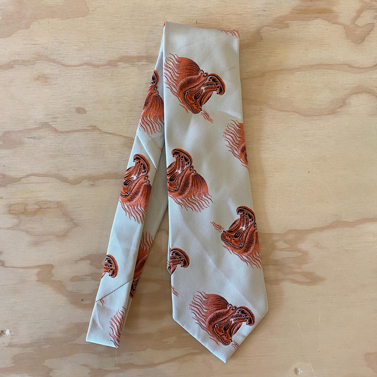 Vintage 70s Gino Pompeii Hippo Novelty Necktie