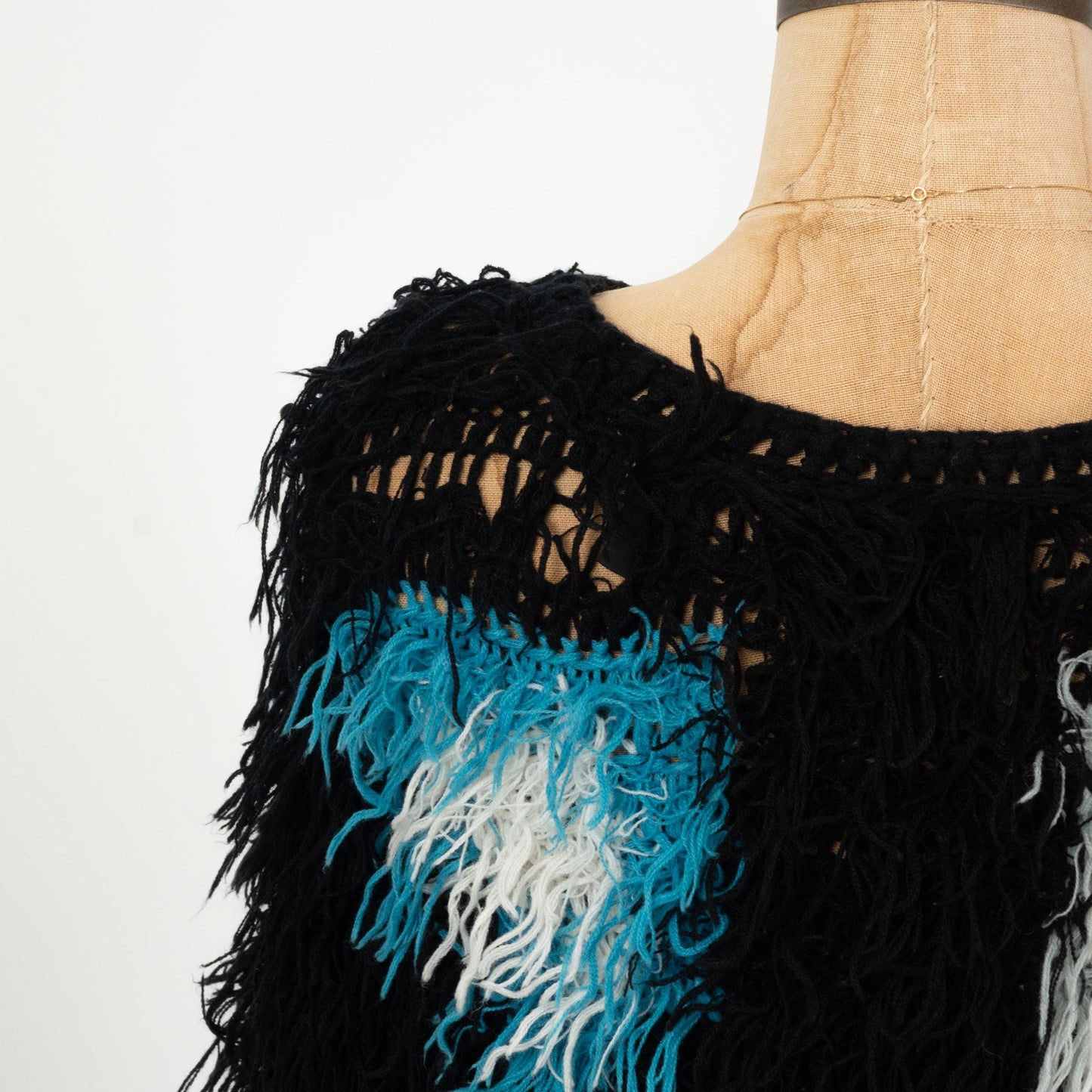 Vintage 80s Shaggy Knit Muppet Sweater - Small | Oversize Black Pink Blue Pullover