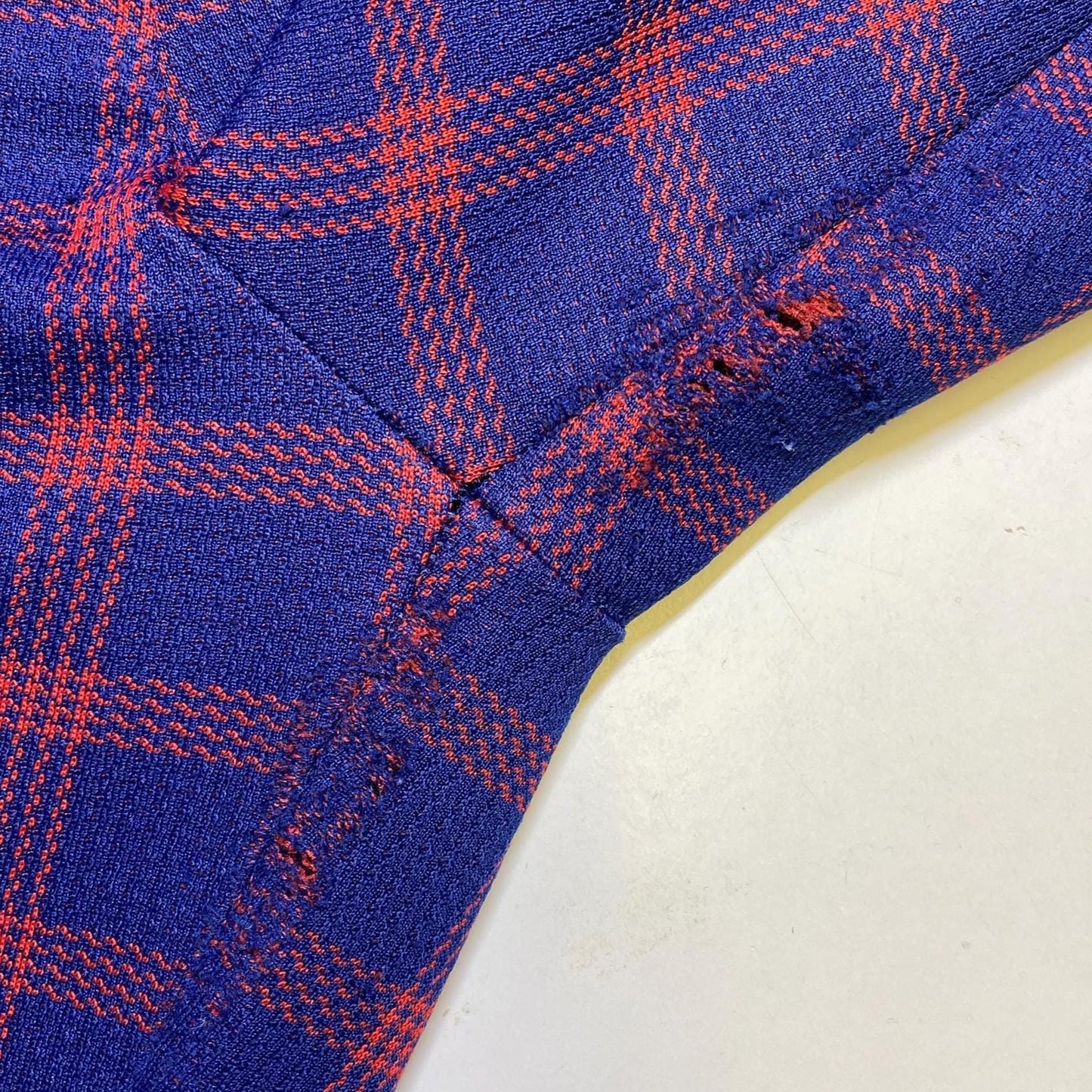 Vintage 70s Navy Blue & Red Plaid Flared Pants - Medium, 28" Waist | Retro High Waisted Trousers