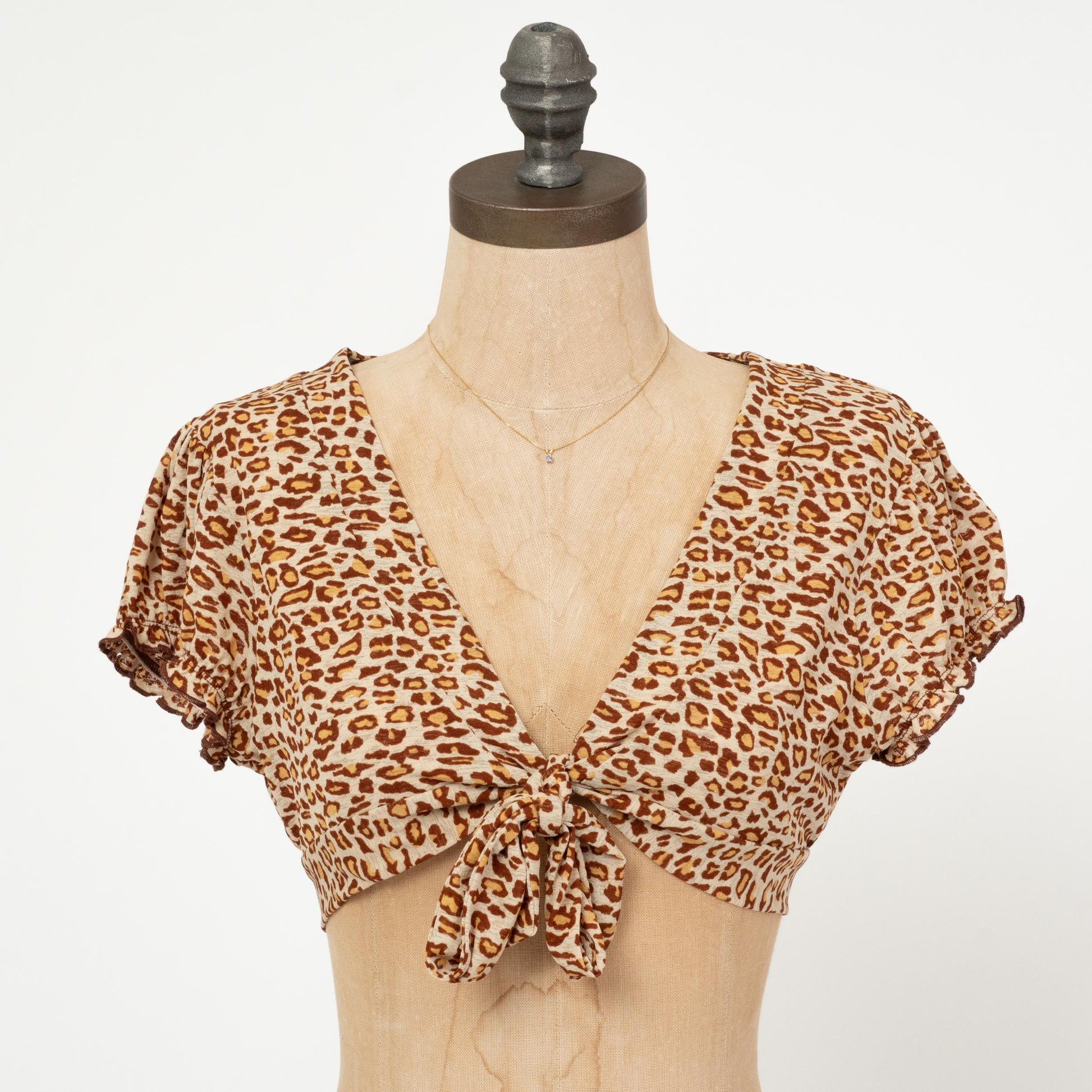 Vintage Y2K Cheetah Girls Crop Top - Extra Small | Animal Print Tie Front Shirt