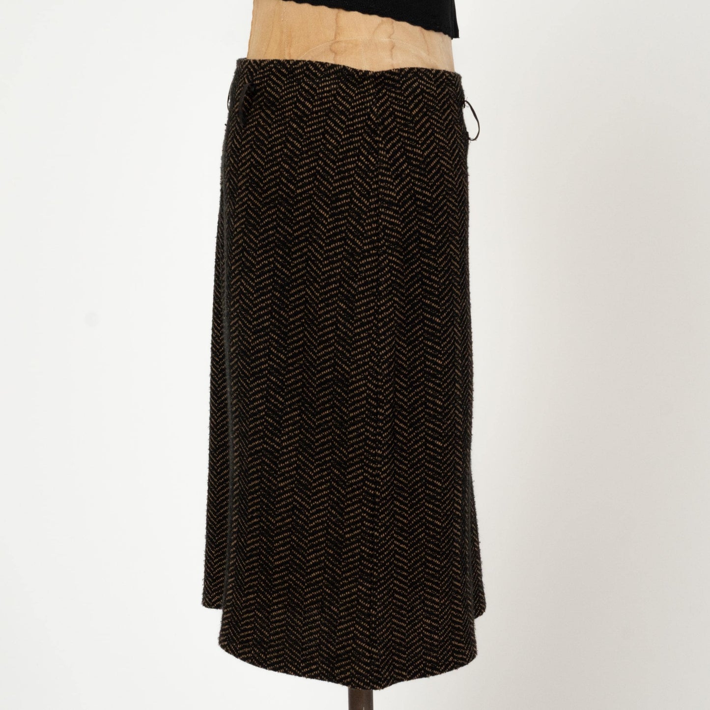 Vintage 90s Two Tone Chevron Knit Skirt - Medium| High Waisted Knee High Skirt
