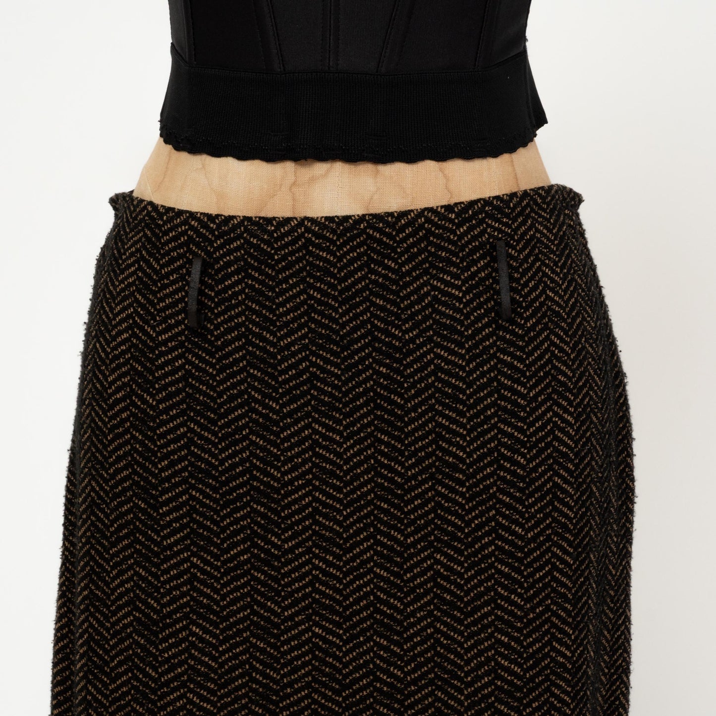 Vintage 90s Two Tone Chevron Knit Skirt - Medium| High Waisted Knee High Skirt