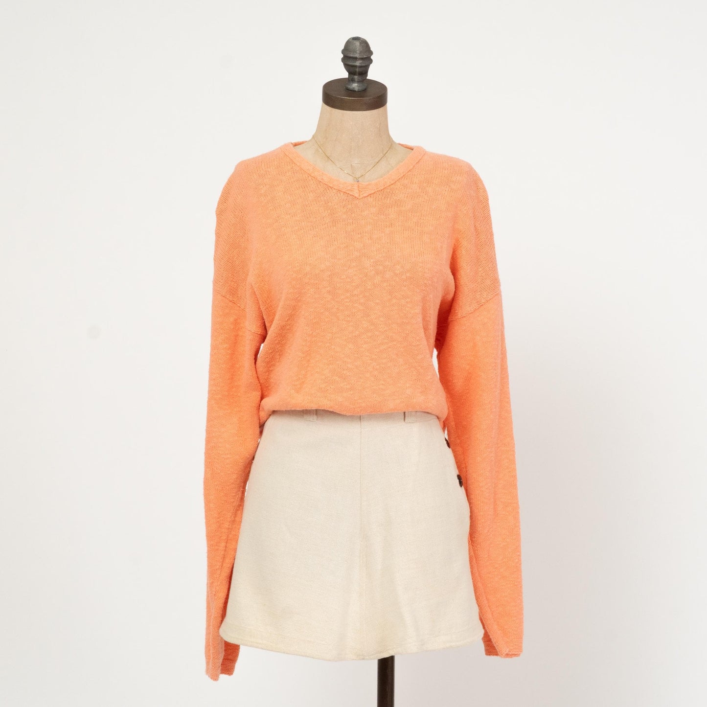 Vintage 90s Orange Sherbet Sweater - One Size | Slouchy Cropped Knit Pullover