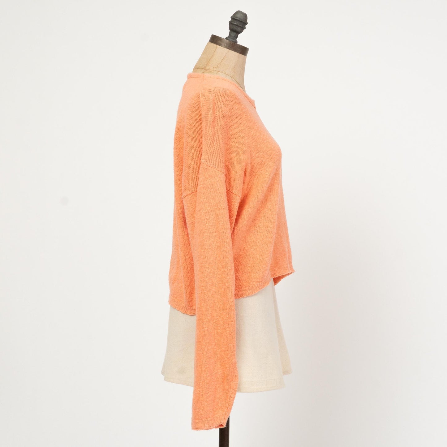 Vintage 90s Orange Sherbet Sweater - One Size | Slouchy Cropped Knit Pullover