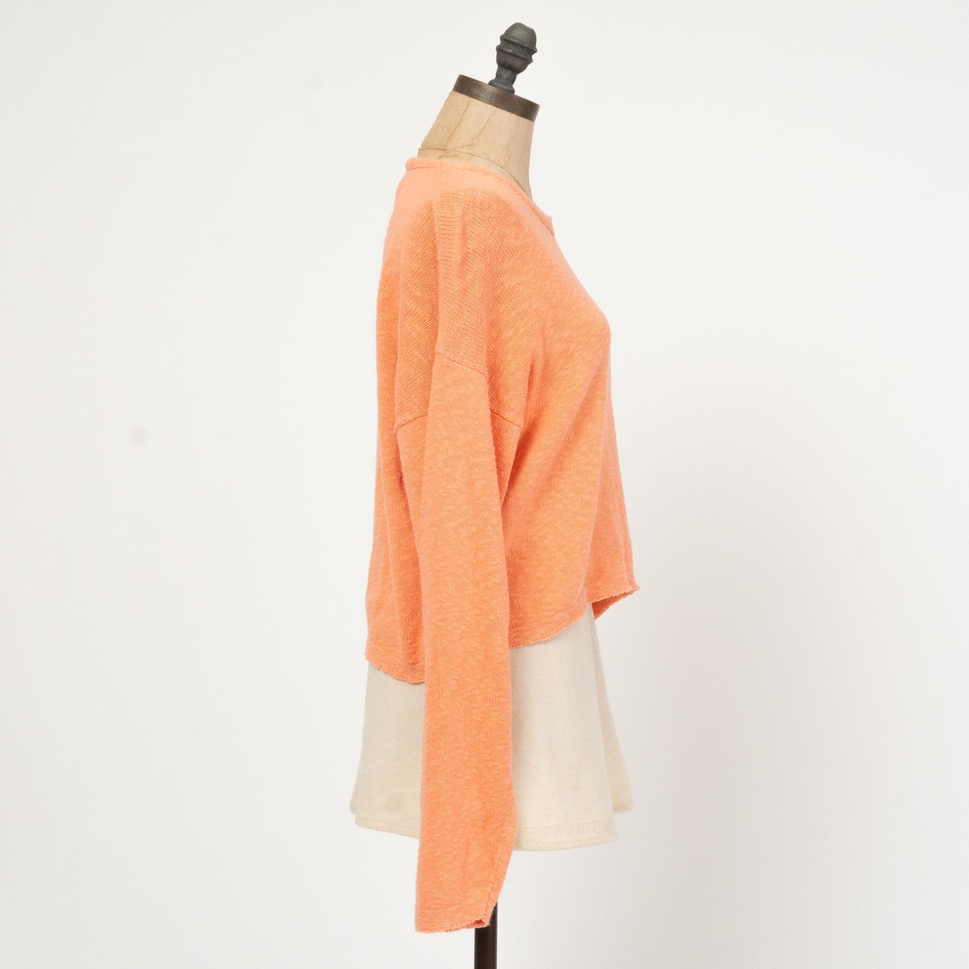 Vintage 90s Orange Sherbet Sweater - One Size | Slouchy Cropped Knit Pullover