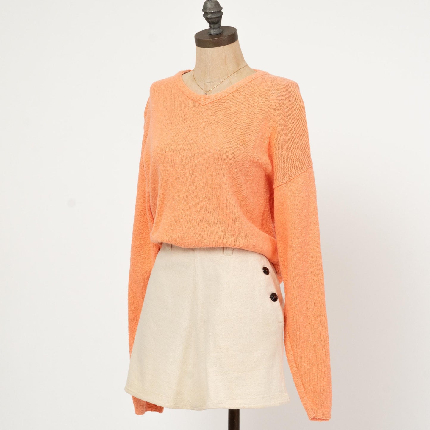 Vintage 90s Orange Sherbet Sweater - One Size | Slouchy Cropped Knit Pullover