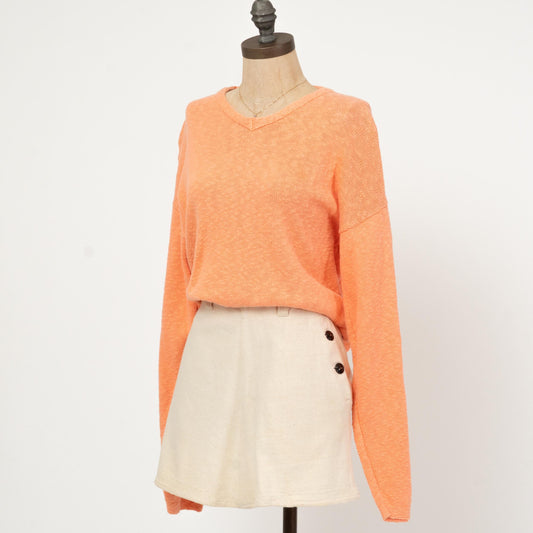 Vintage 90s Orange Sherbet Sweater - One Size | Slouchy Cropped Knit Pullover