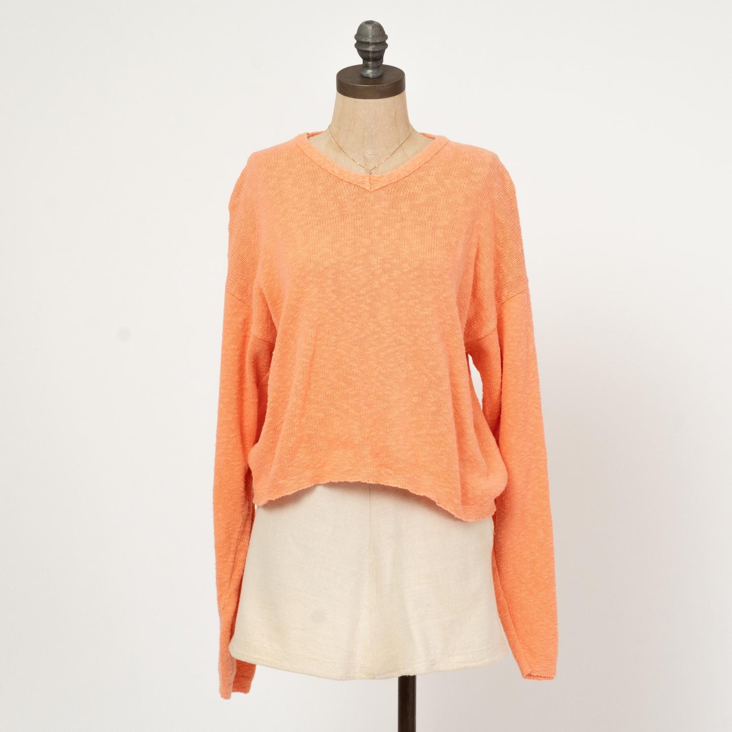 Vintage 90s Orange Sherbet Sweater - One Size | Slouchy Cropped Knit Pullover