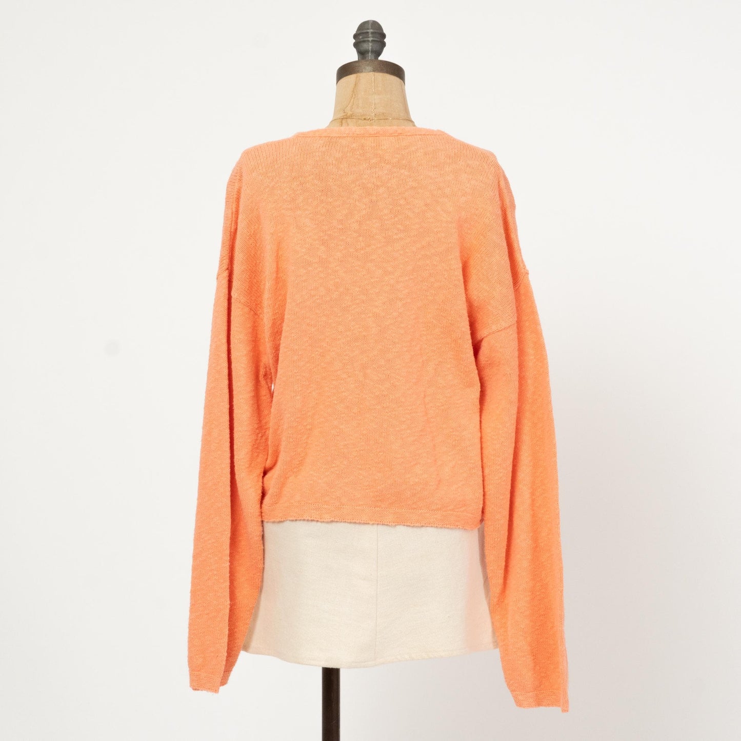 Vintage 90s Orange Sherbet Sweater - One Size | Slouchy Cropped Knit Pullover