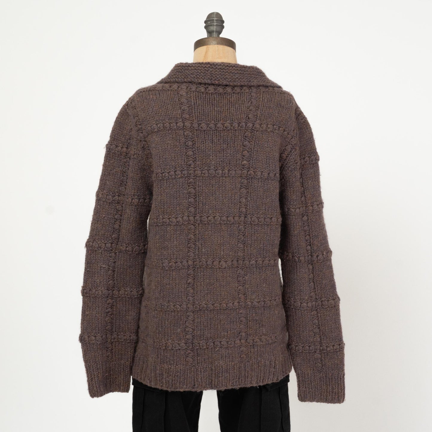 Vintage 80s Collared Chunky Knit Sweater - Large | Earth Tone Marled Knit Pullover