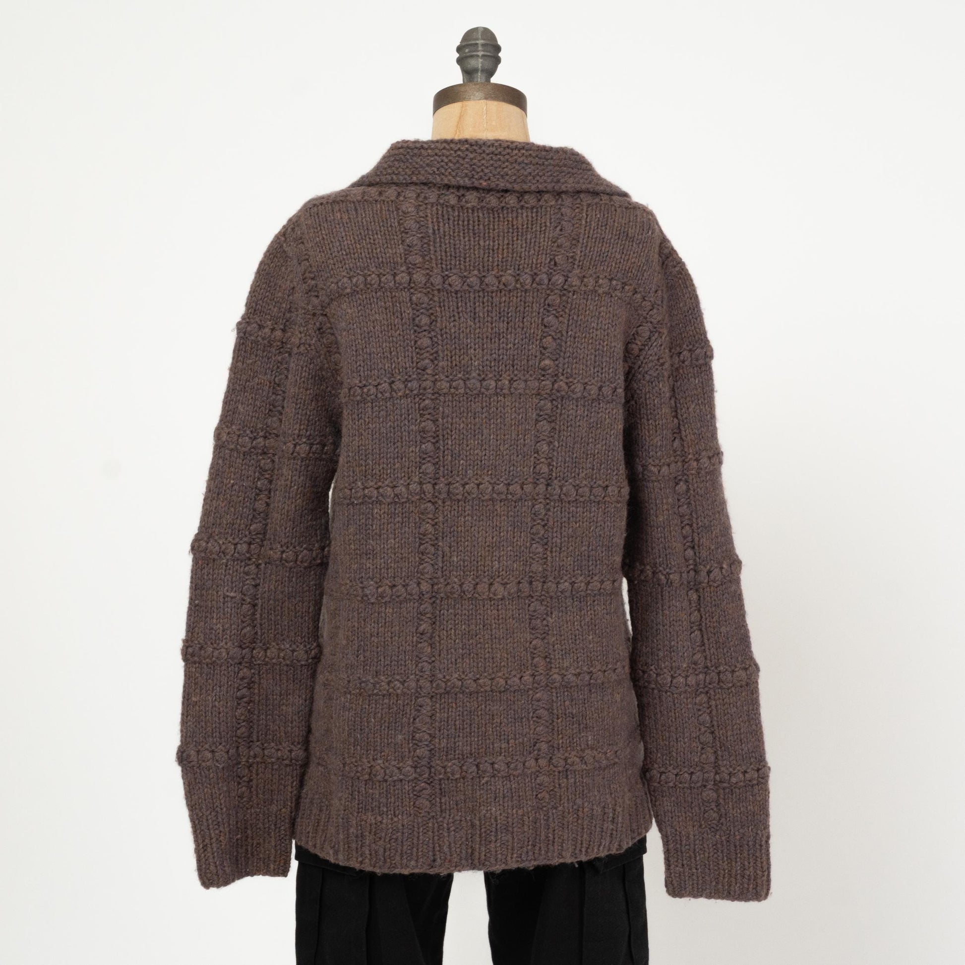 Vintage 80s Collared Chunky Knit Sweater - Large | Earth Tone Marled Knit Pullover