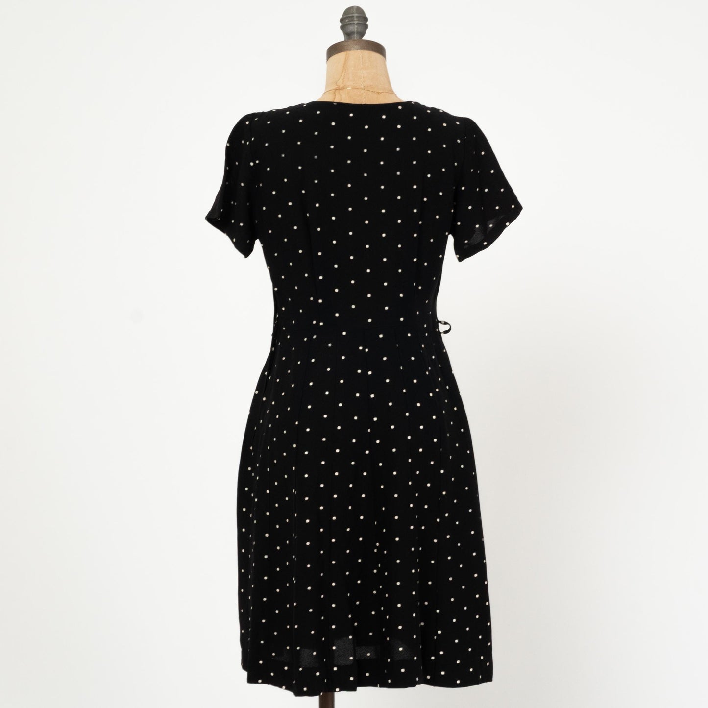 Vintage 50s Black & White Keyhole Mini Dress - Medium | Retro Fit Flare Day Dress