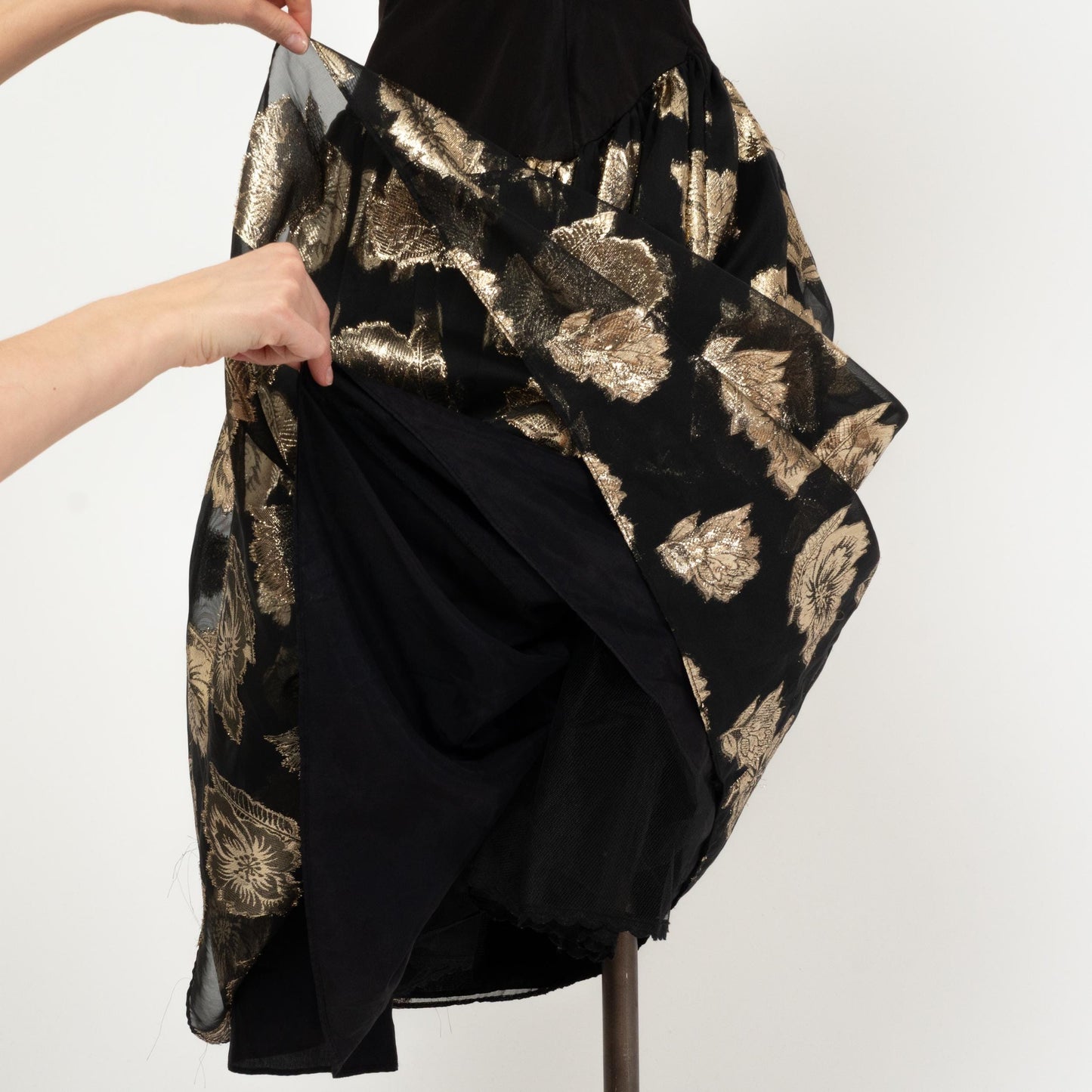 Vintage 80s Gunne Sax Off-Shoulder Party Dress - Small | Black Gold Basque Waist Fit Flare Bow Midi Dress