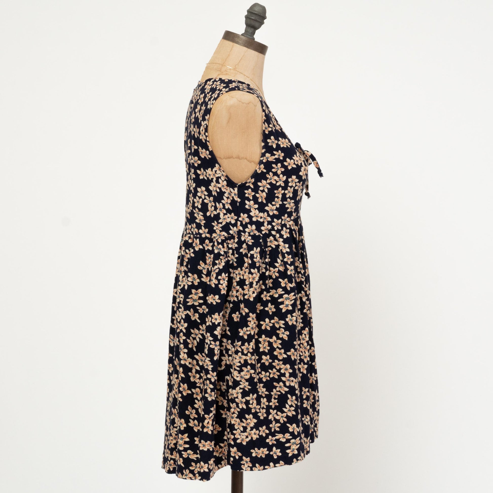 Vintage 90s Blue Floral Babydoll Mini Dress - Small | Boho Sleeveless Summer Sundress