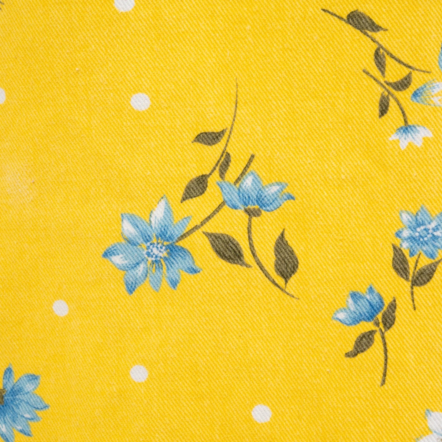 Vintage 90s Yellow Floral Denim Midi Skirt - Small | High Waisted Pencil Jean Skirt