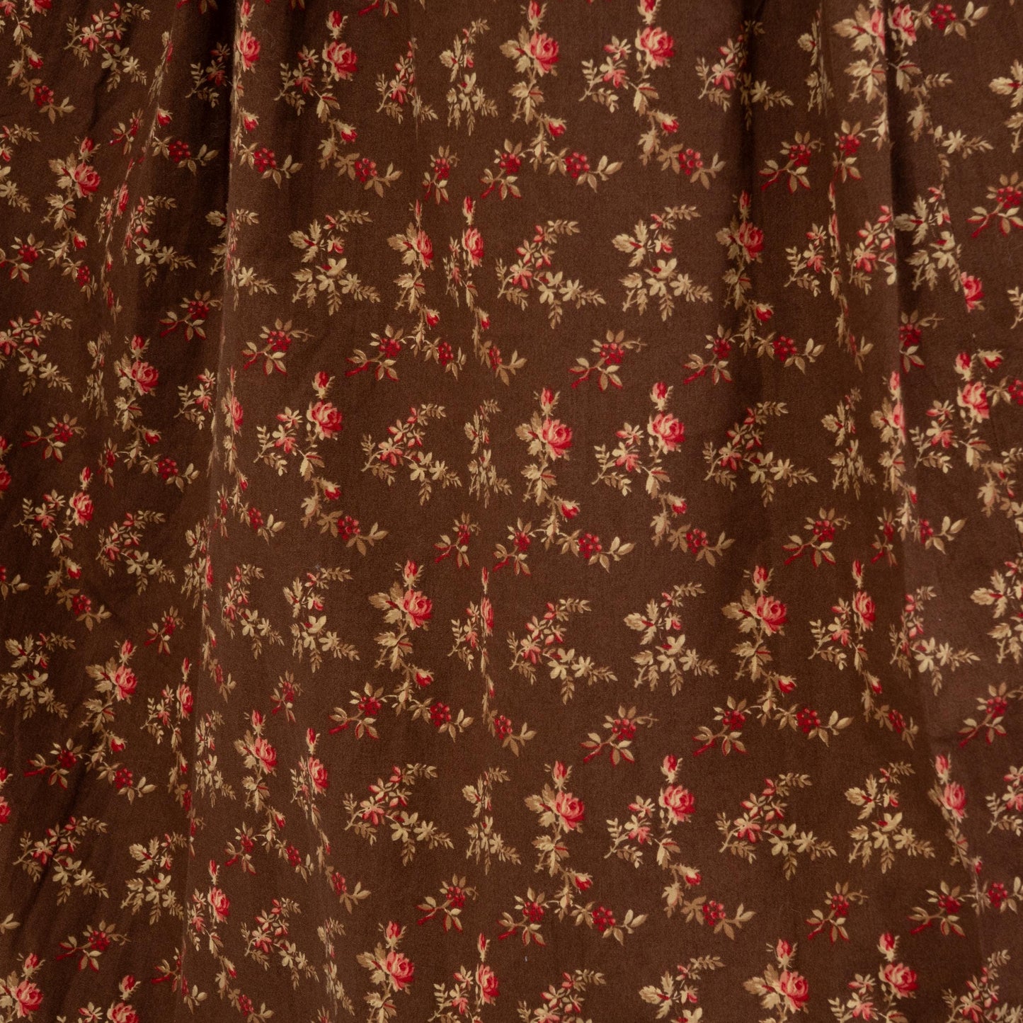 Vintage 80s Ralph Lauren Country Floral Prairie Maxi Skirt - Medium | Brown Cotton Boho Pleated High Waisted Skirt