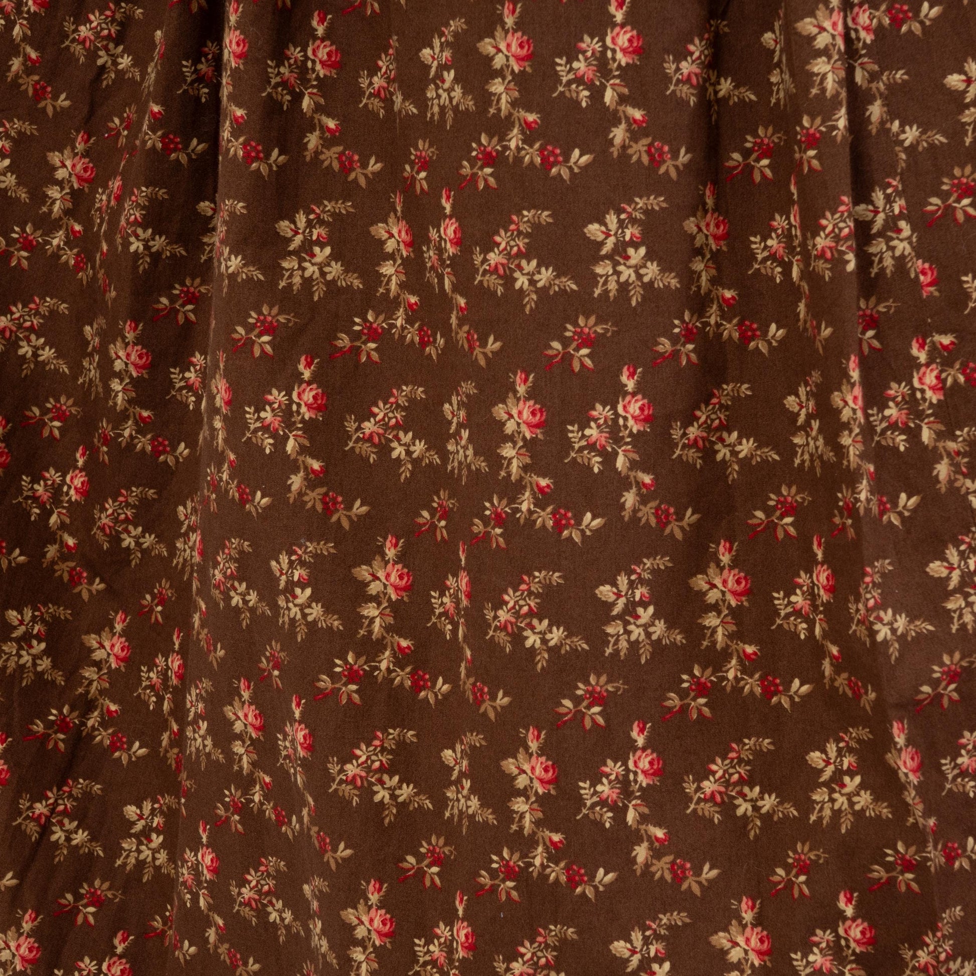 Vintage 80s Ralph Lauren Country Floral Prairie Maxi Skirt - Medium | Brown Cotton Boho Pleated High Waisted Skirt