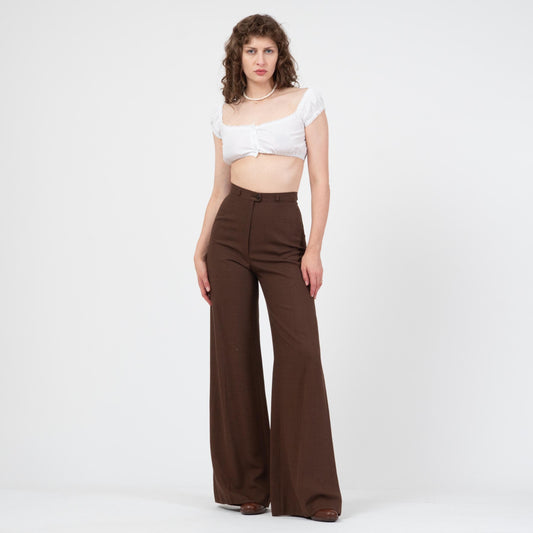 Vintage 70s Chocolate Brown Unisex Bell Bottoms - 29" Waist | Boho High Waisted Flared Pants