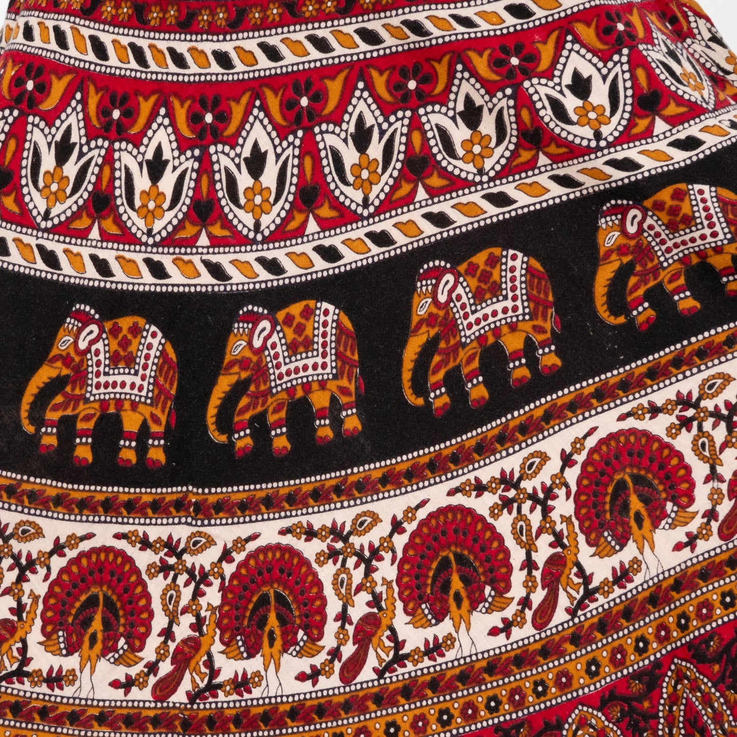 Vintage 90s Indian Block Print Maxi Wrap Skirt - XS to Small | Boho Batik Cotton Elephant Print Hippie Skirt