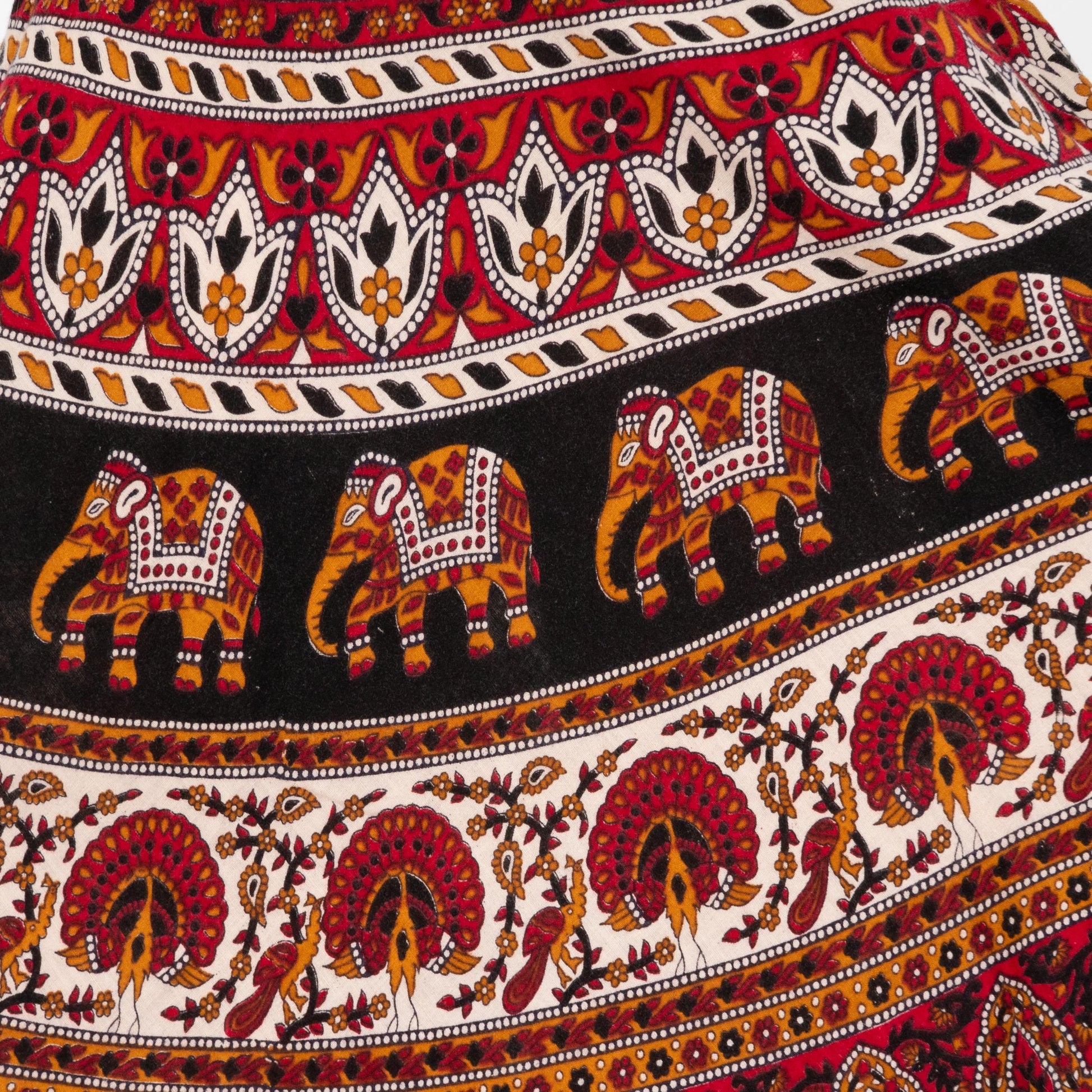 Vintage 90s Indian Block Print Maxi Wrap Skirt - XS to Small | Boho Batik Cotton Elephant Print Hippie Skirt