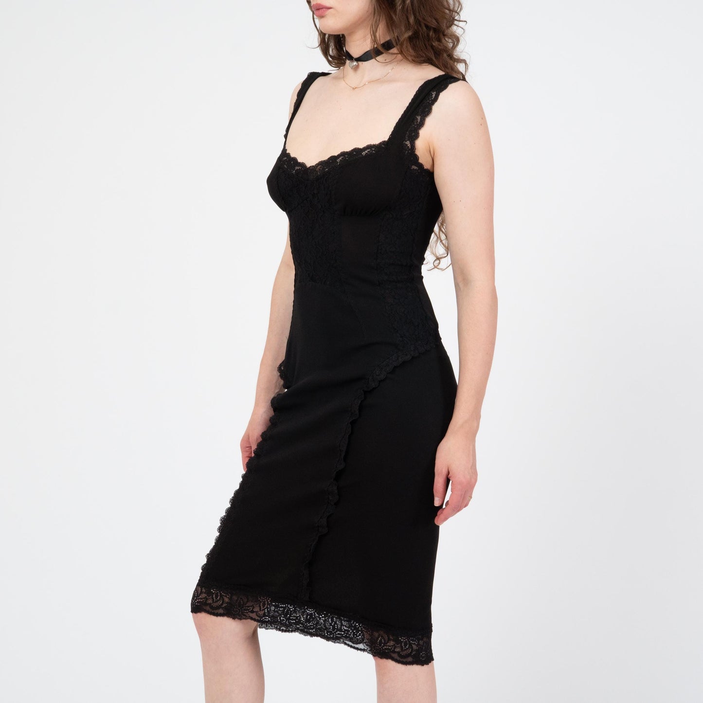 Vintage Dolce & Gabbana Black Lace Bodycon Dress - Small to Medium | Designer Y2K Party Dress