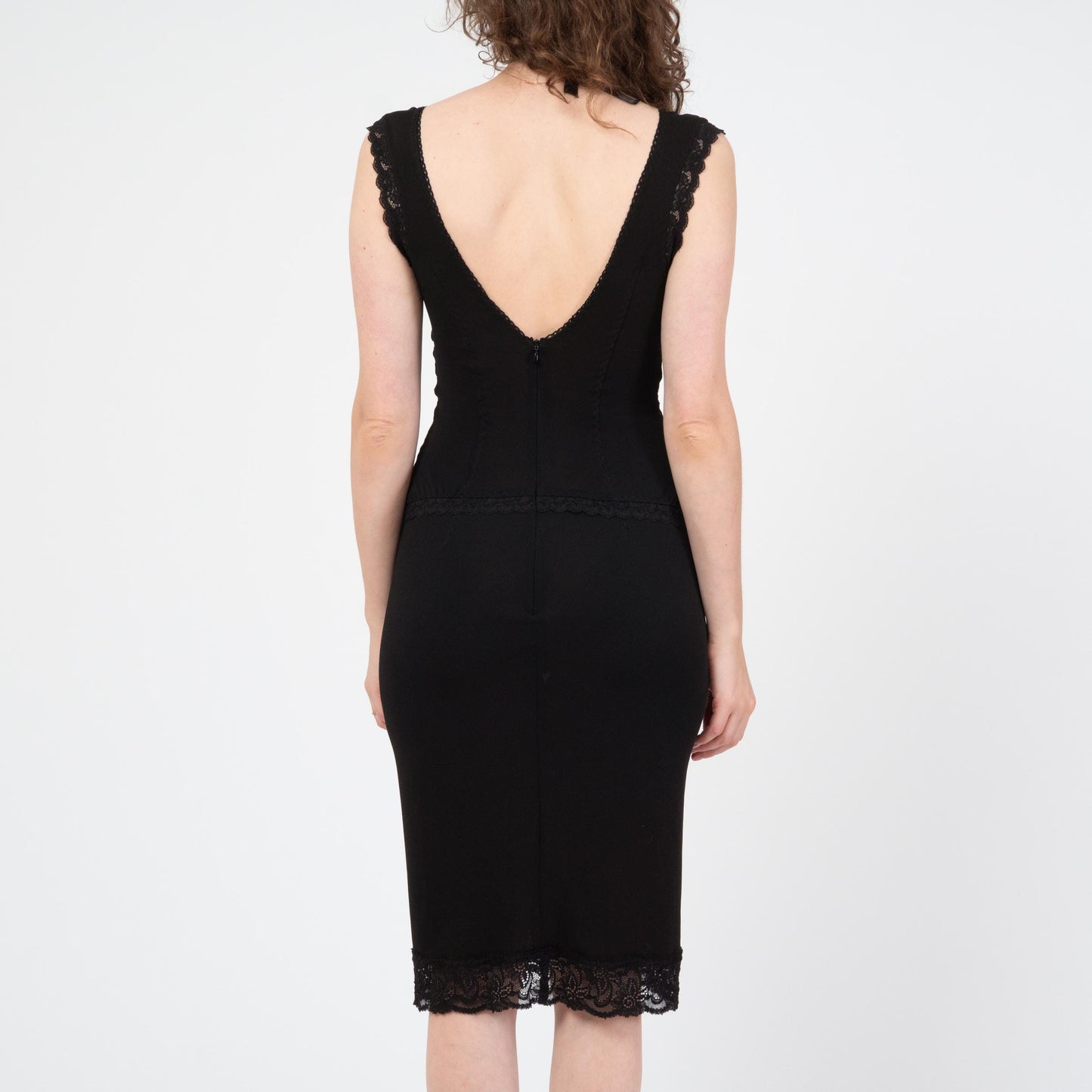 Vintage Dolce & Gabbana Black Lace Bodycon Dress - Small to Medium | Designer Y2K Party Dress