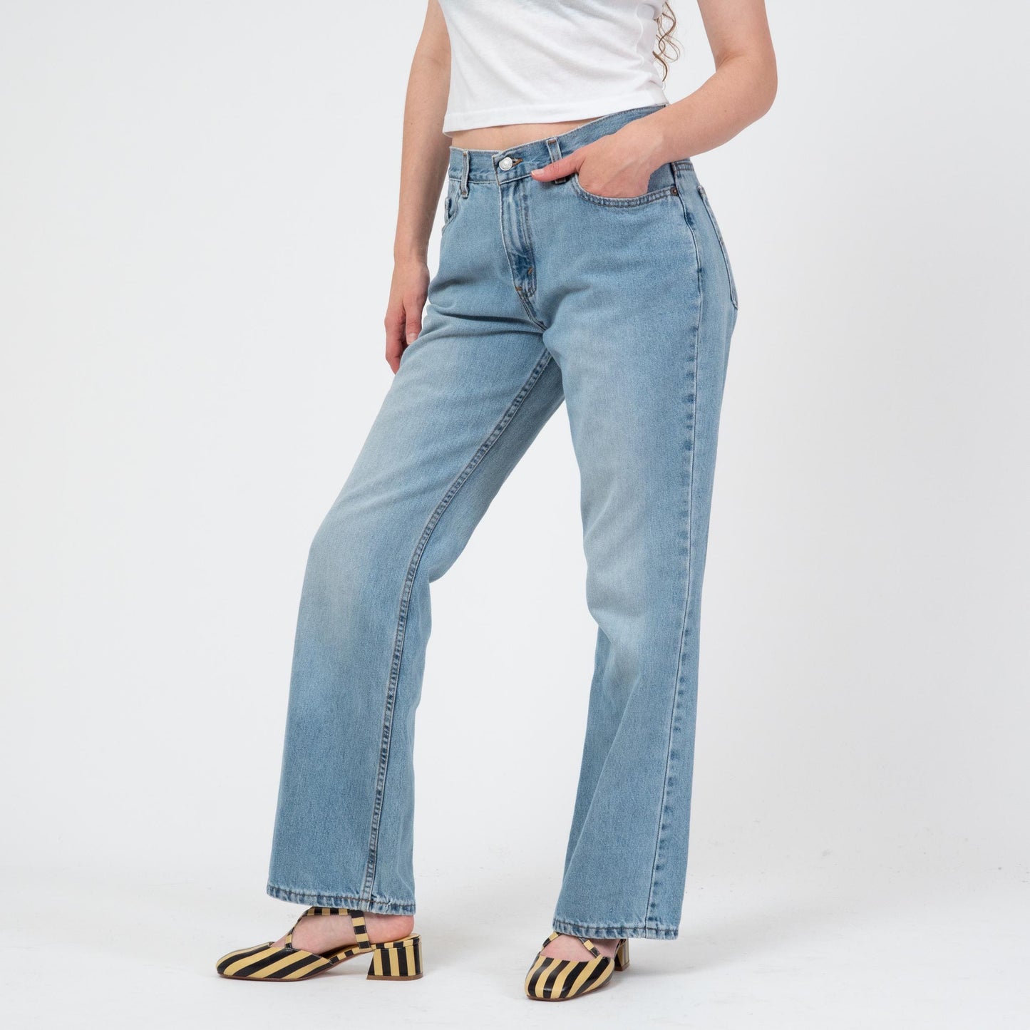 Vintage 90s Levi's 515 Mid Rise Bootcut Jeans - Medium | Levis Light Wash Denim Baggy Jeans