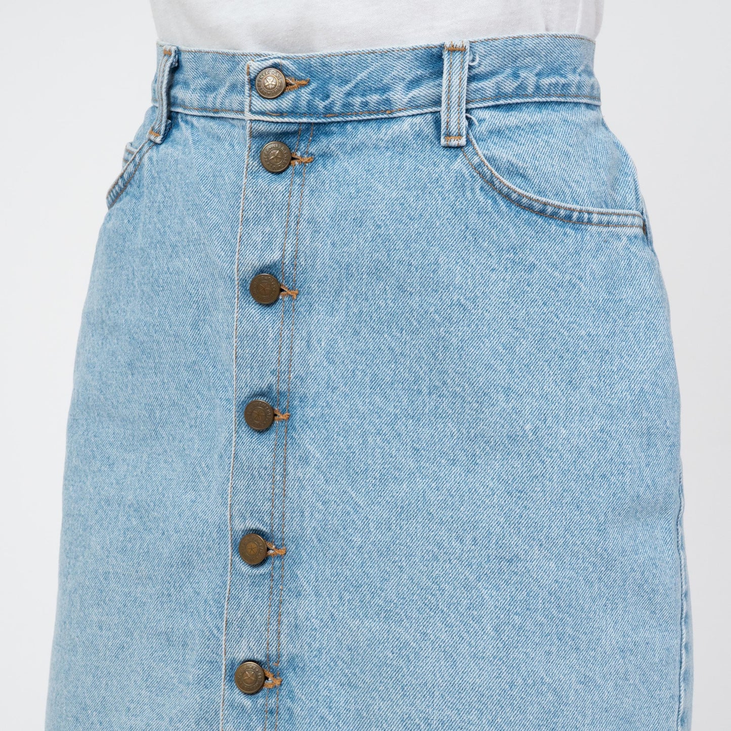 Vintage 90s Denim Button Front Mini Skirt - Medium, 29" Waist | High Waisted Blue Jean Skirt
