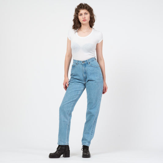 Vintage 90s Light Wash High Waisted Jeans - Medium, 28" Waist | Tapered Leg Mom Jeans