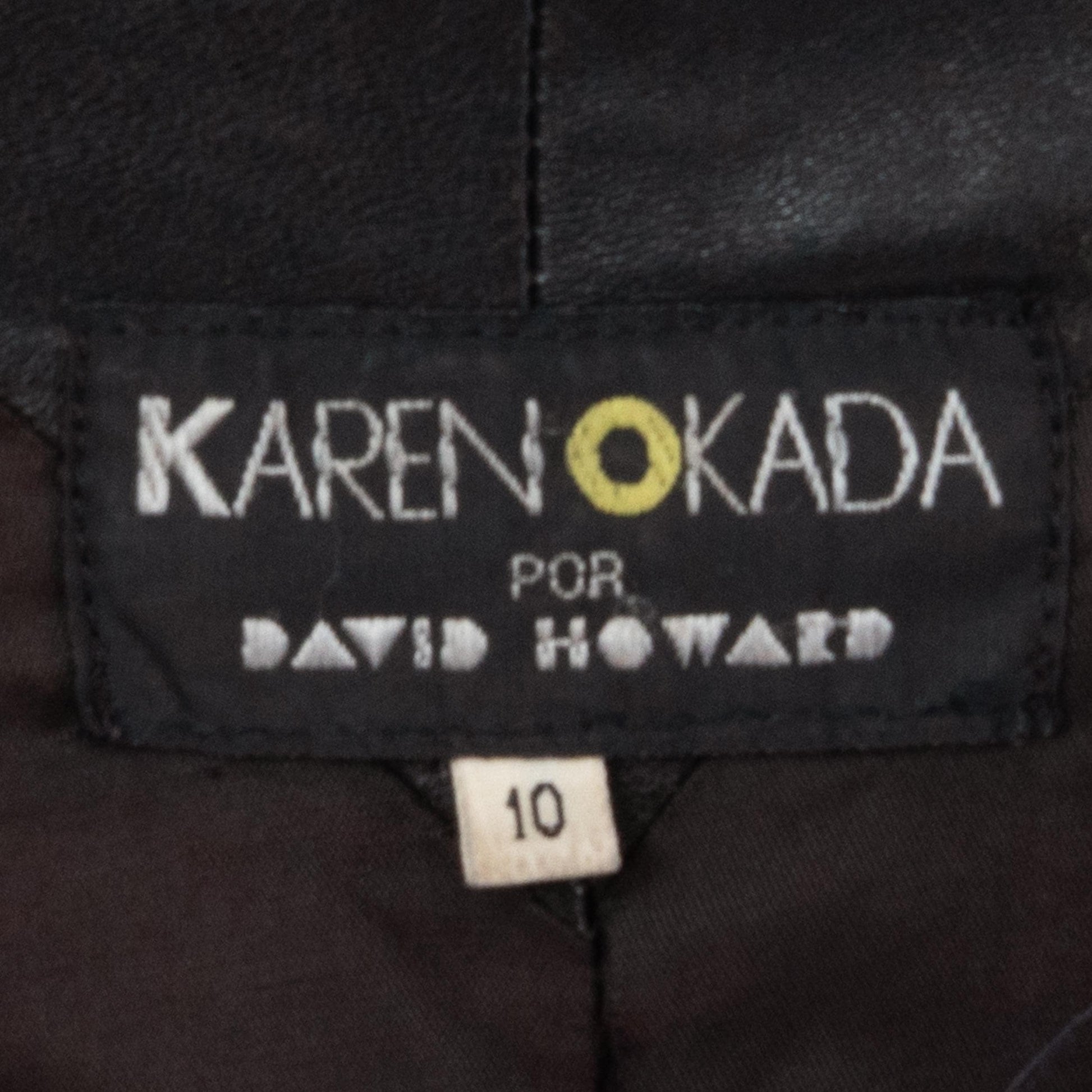 Vintage 80s Karen Okada New Wave Black Leather Jacket - Small | Avant Garde Cropped Moto Jacket