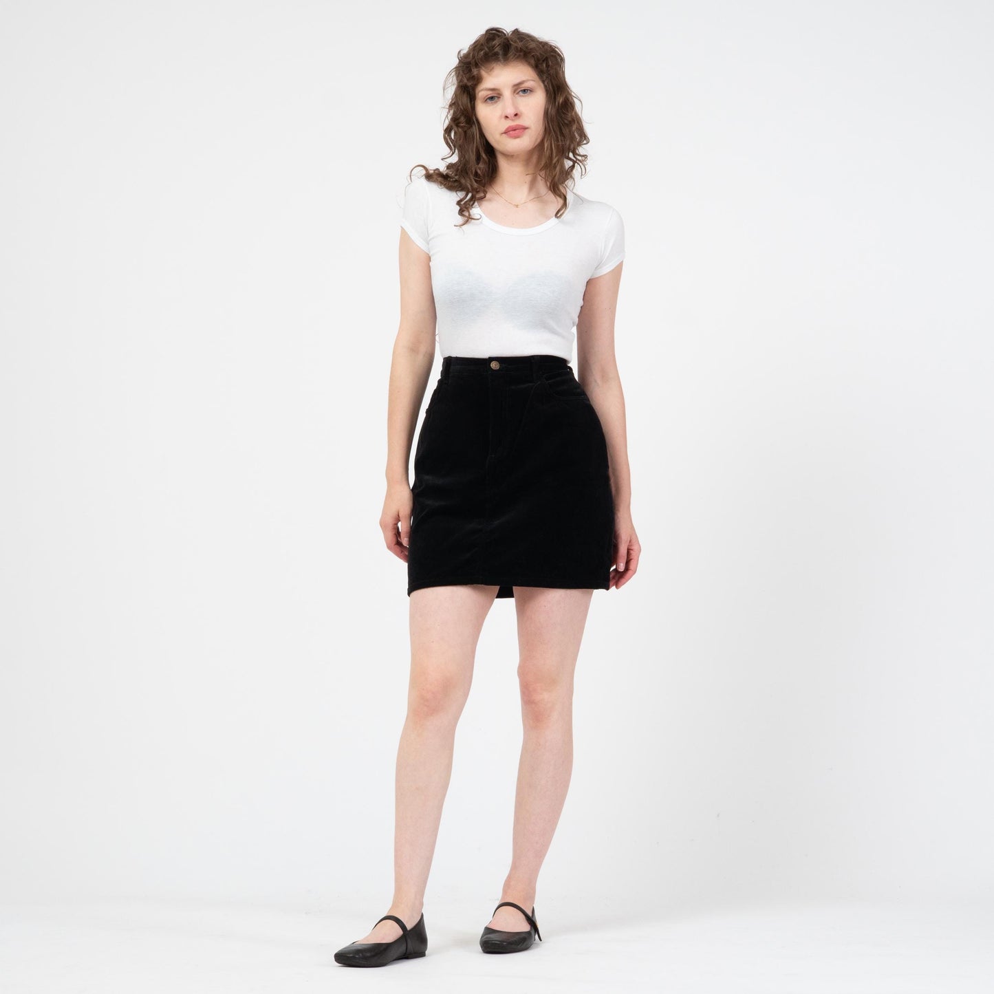 Vintage 90s Guess Black Velvet Mini Skirt - Medium | High Waisted Grunge Miniskirt
