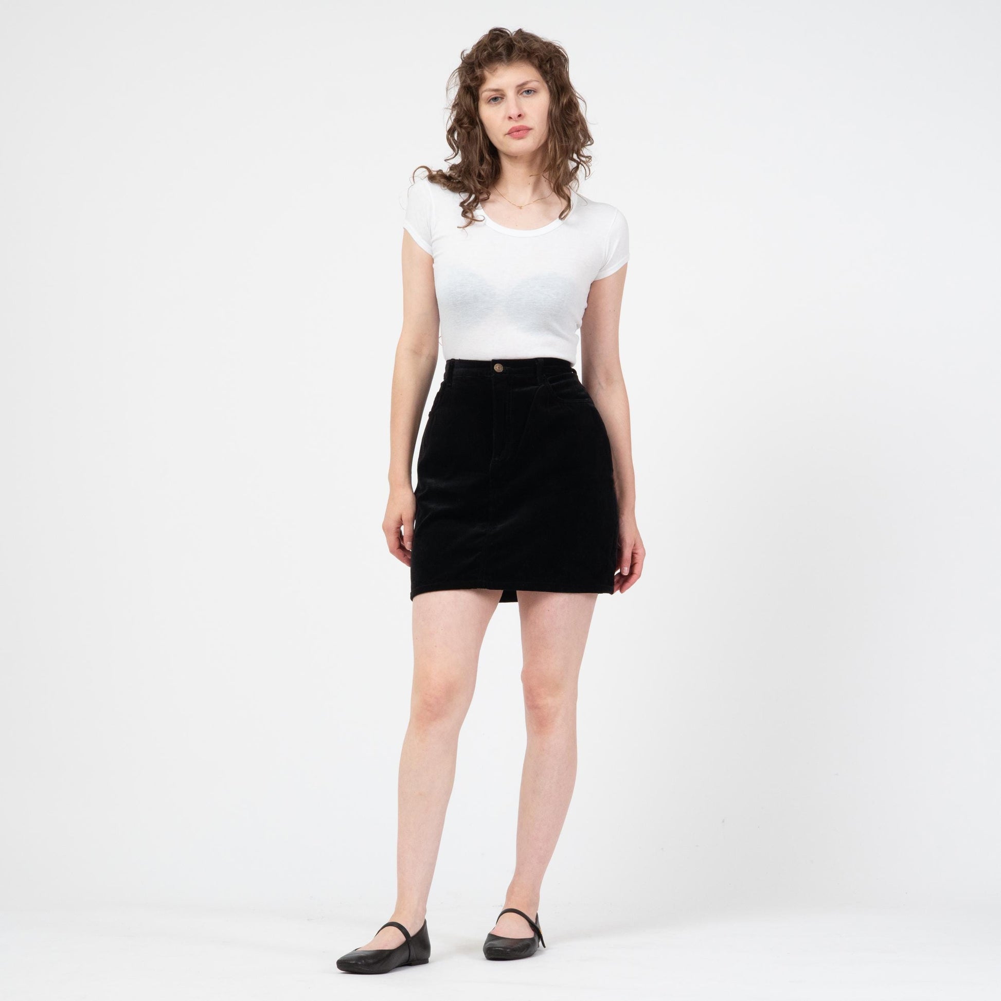 Vintage 90s Guess Black Velvet Mini Skirt - Medium | High Waisted Grunge Miniskirt