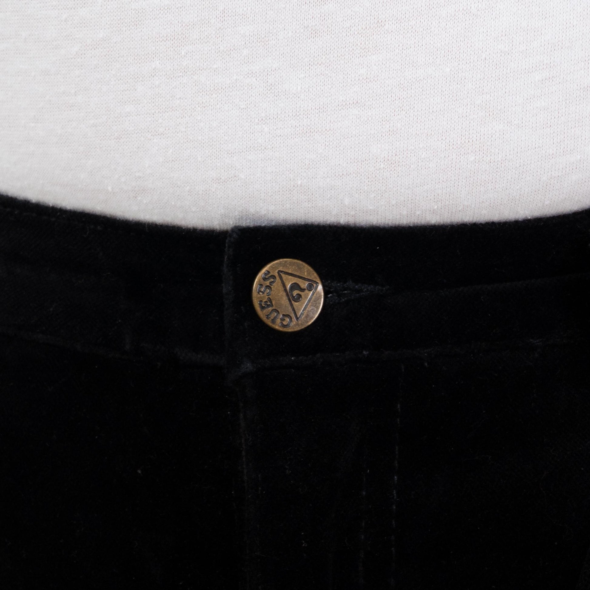 Vintage 90s Guess Black Velvet Mini Skirt - Medium | High Waisted Grunge Miniskirt