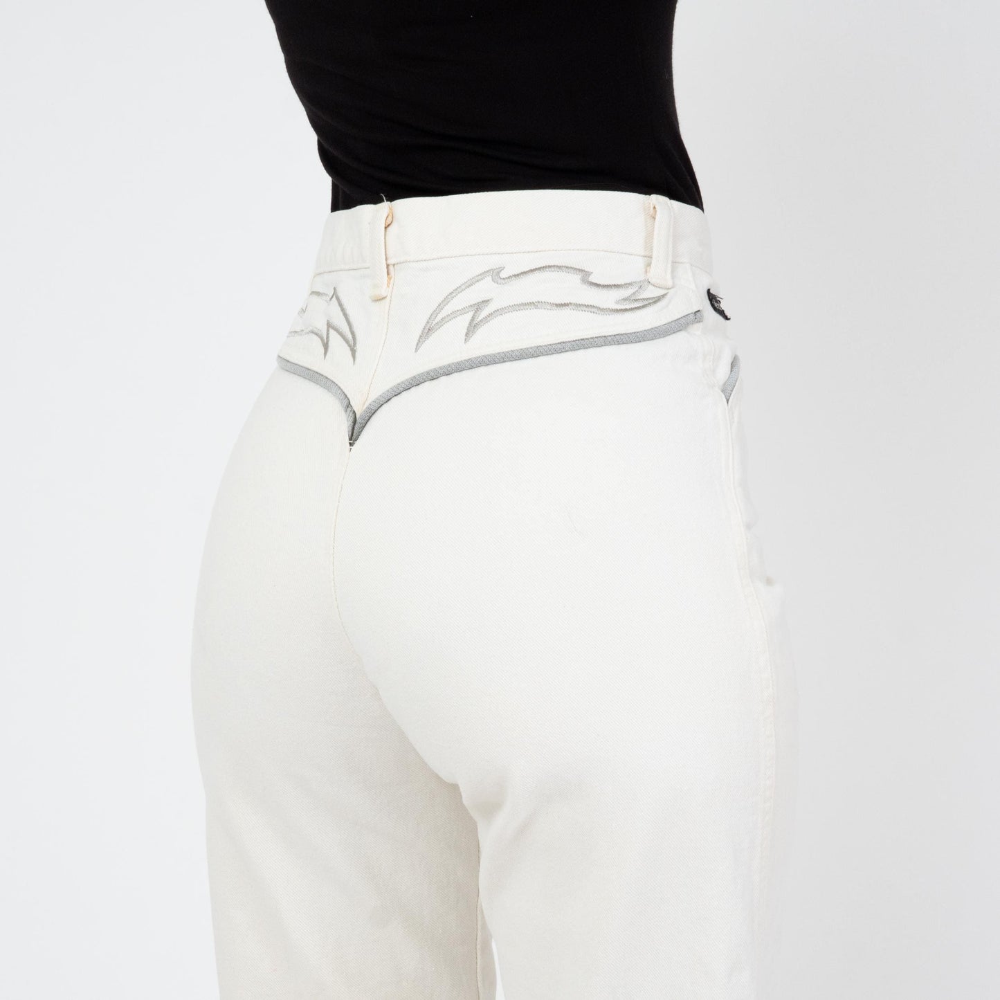 Vintage 80s Wrangler Silver Lake White Western Jeans - Small, 26" Waist | High Waisted Yoke Trim Slim Leg Jeans