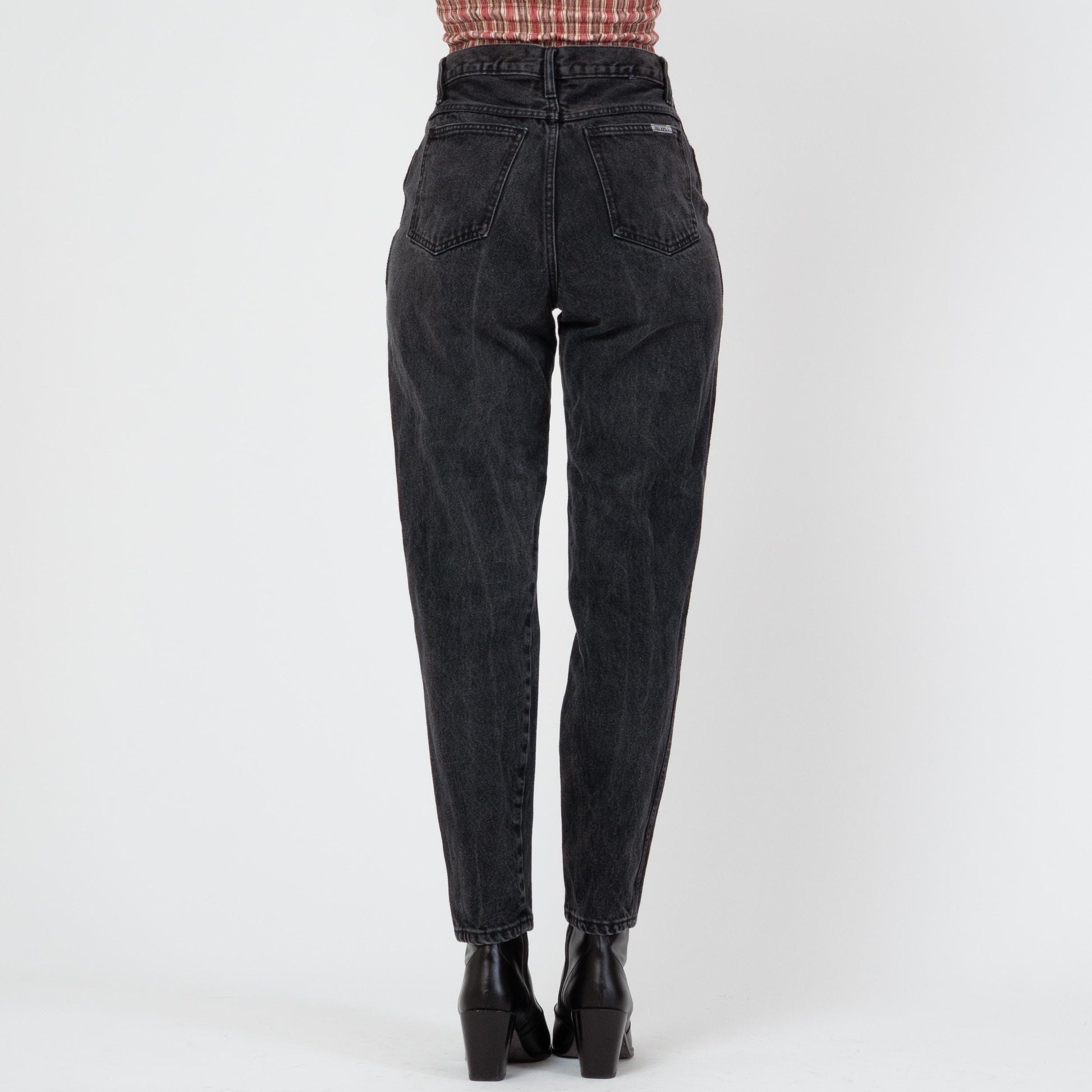 Vintage 90s Faded Black High Waisted Jeans - Medium, 28" Waist | Bill Blass Denim Mom Jeans