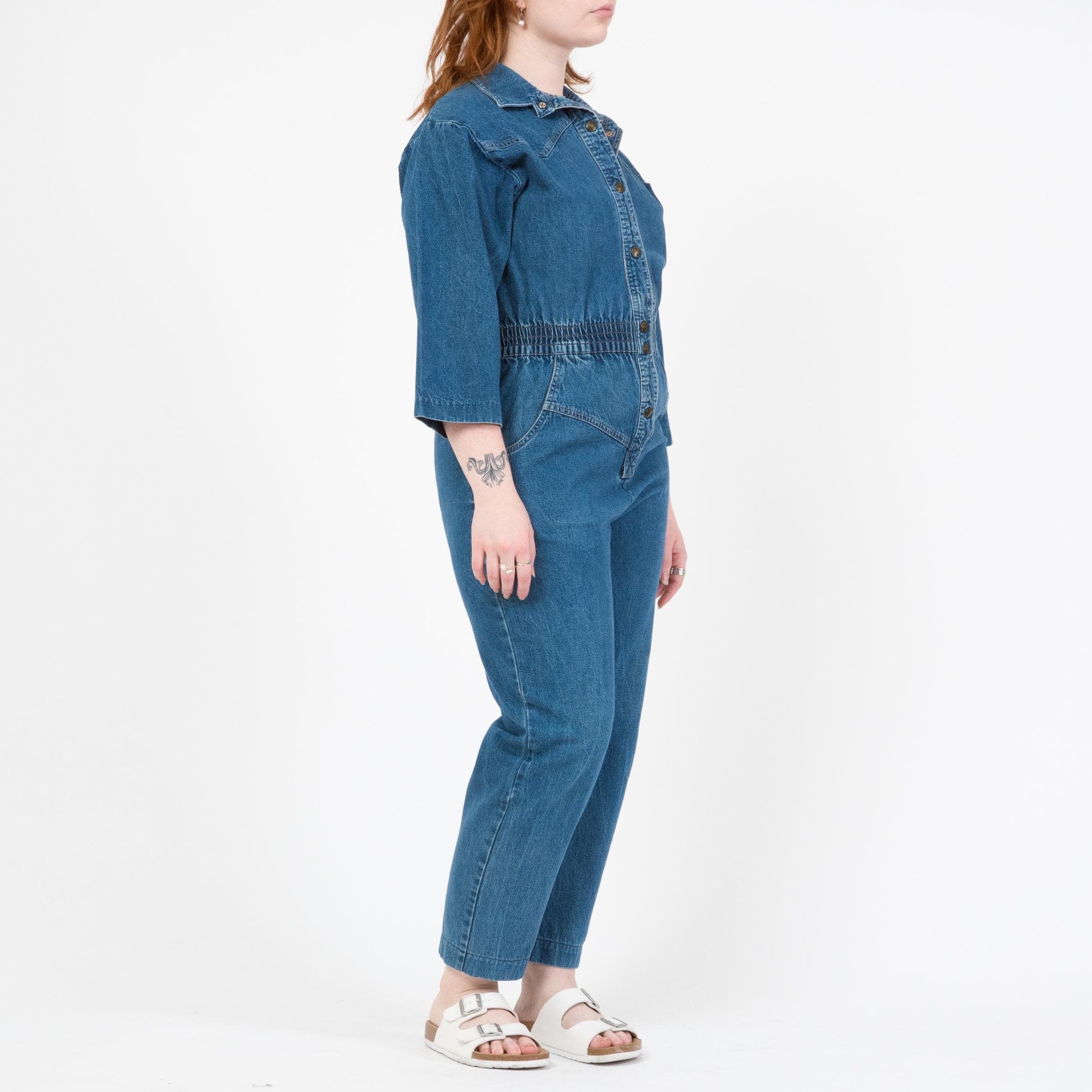 Vintage 80s Denim Coverall Jumpsuit - Medium to Large | Dreams Blue Jean Grunge Workwear Boiler Suit