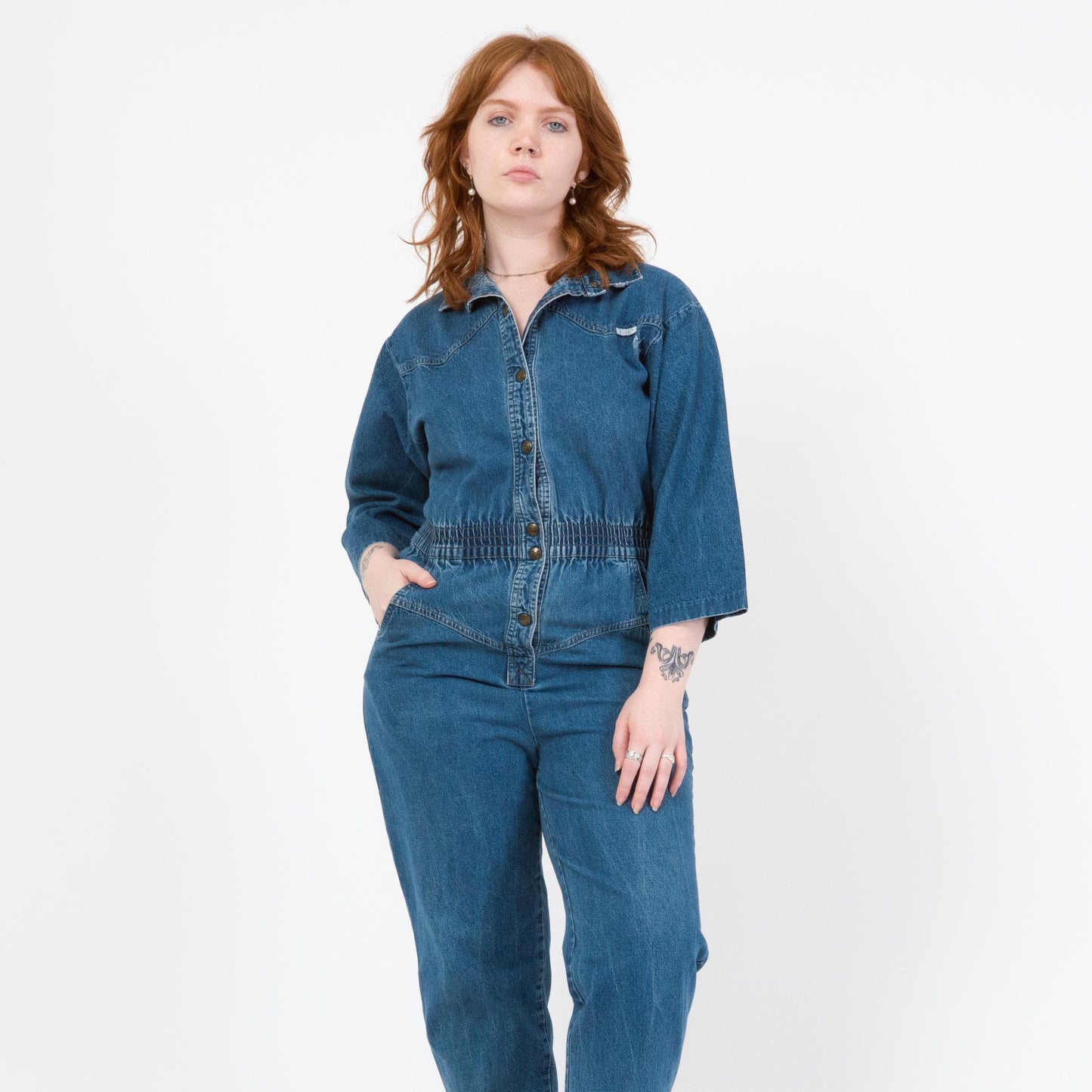 Vintage 80s Denim Coverall Jumpsuit - Medium to Large | Dreams Blue Jean Grunge Workwear Boiler Suit