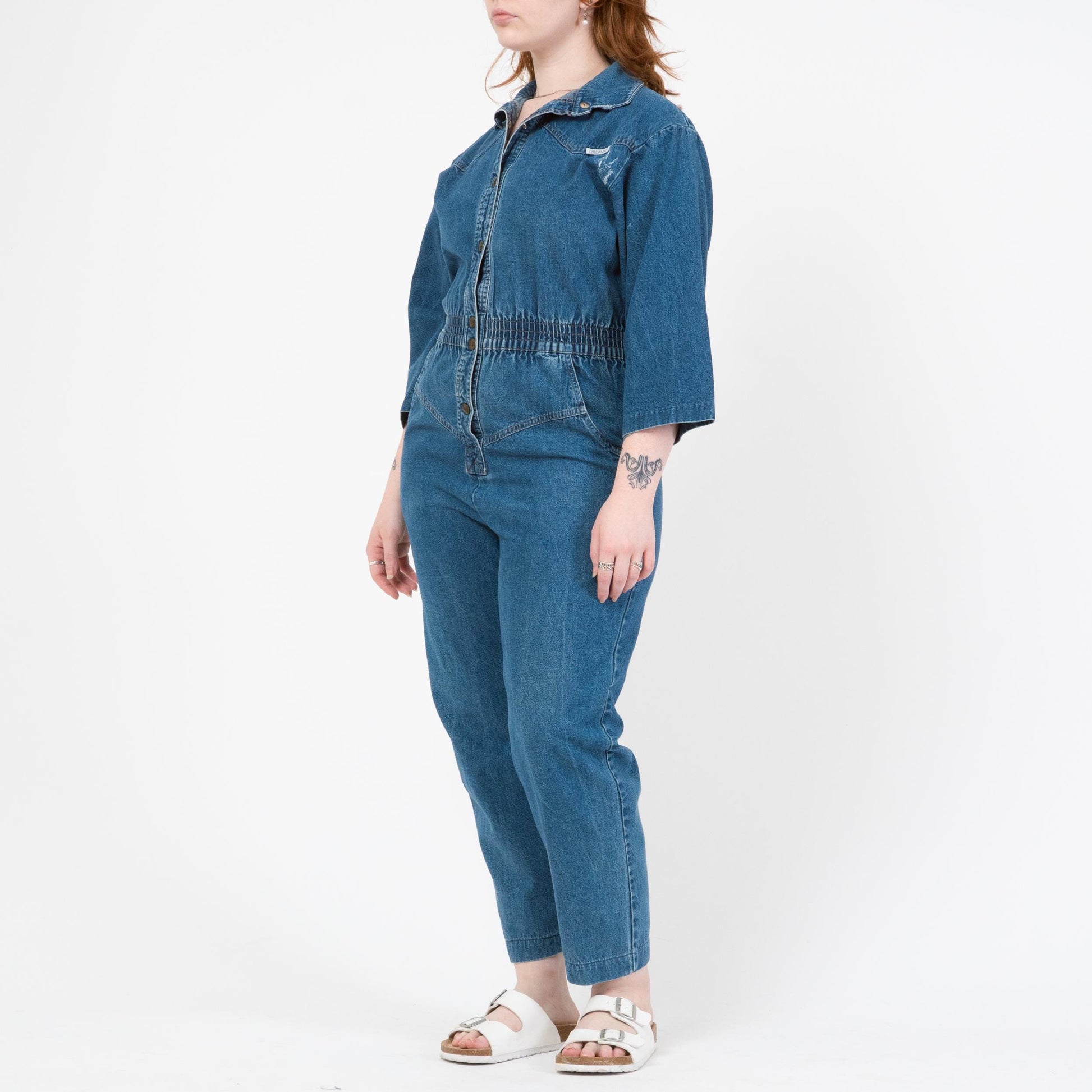 Vintage 80s Denim Coverall Jumpsuit - Medium to Large | Dreams Blue Jean Grunge Workwear Boiler Suit