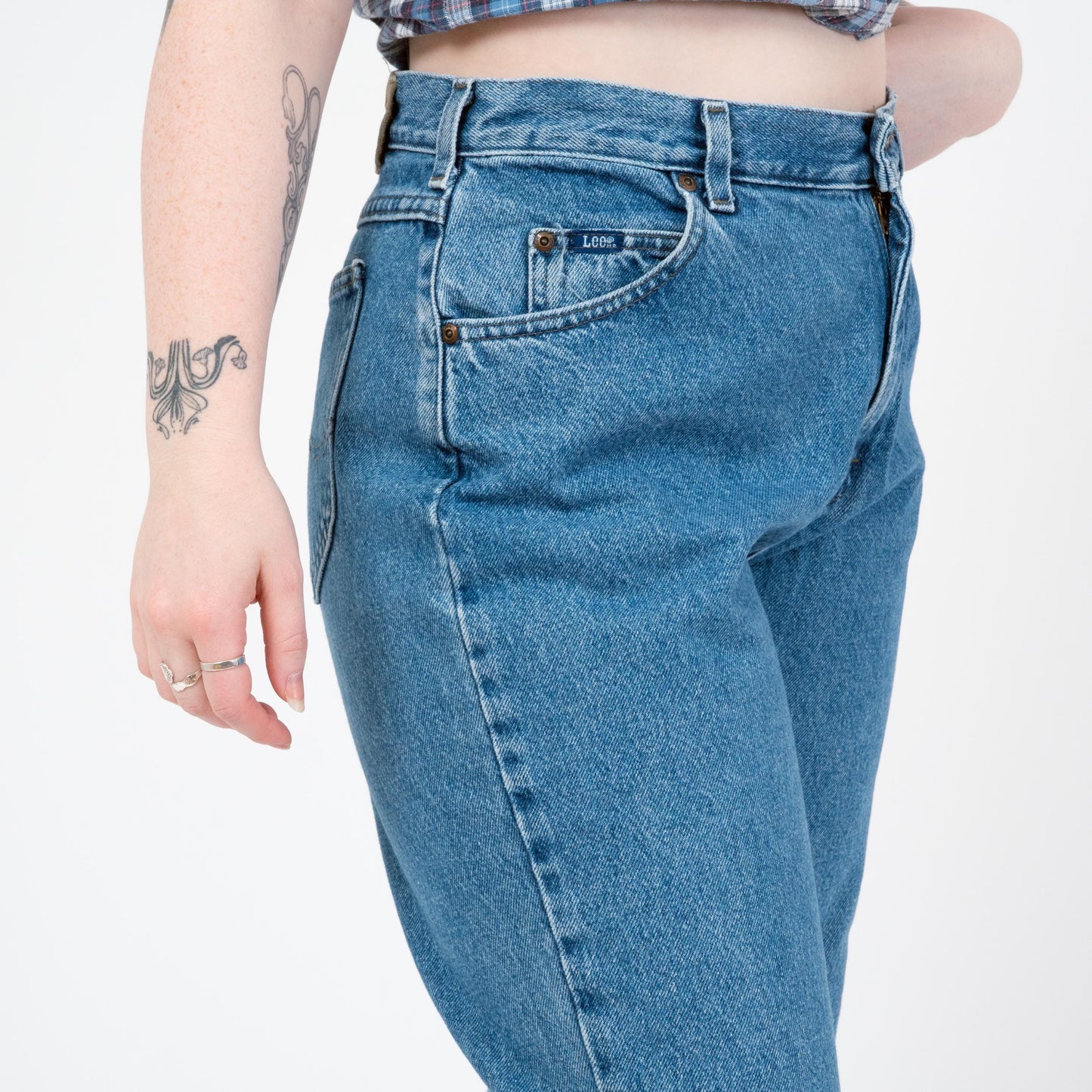 Vintage 90s Lee High Waisted Mom Jeans - Large, 32" Waist | Grunge Tapered Leg Denim