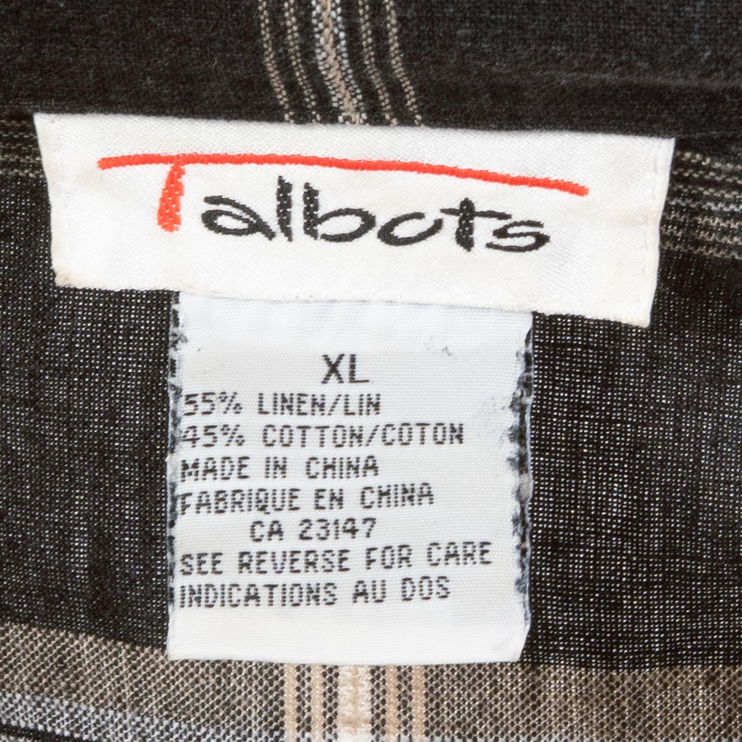 Vintage 90s Black & White Plaid Linen Shirt - Extra Large | Long Sleeve Collared Top