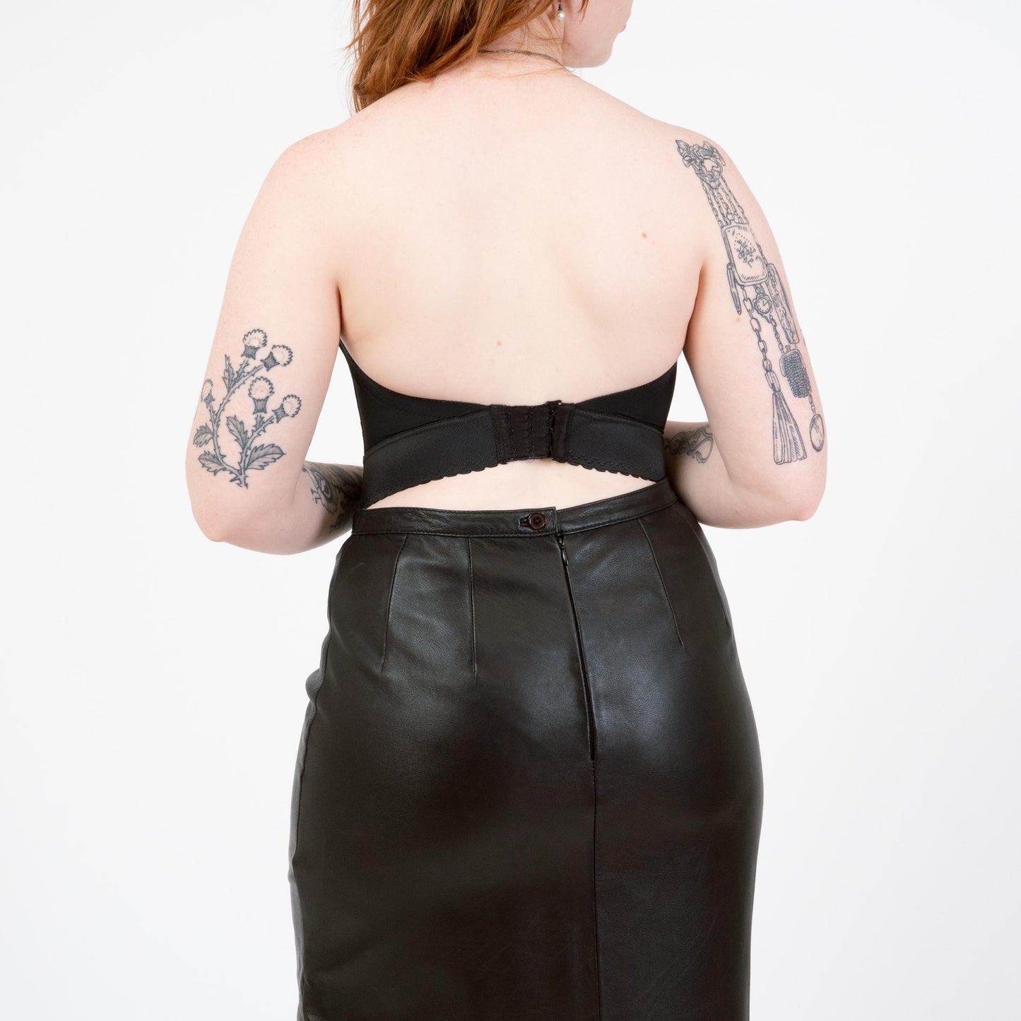 Vintage 80s Black Satin Bustier - 36B | Strapless Corset Longline Bra Pin Up Lingerie Top